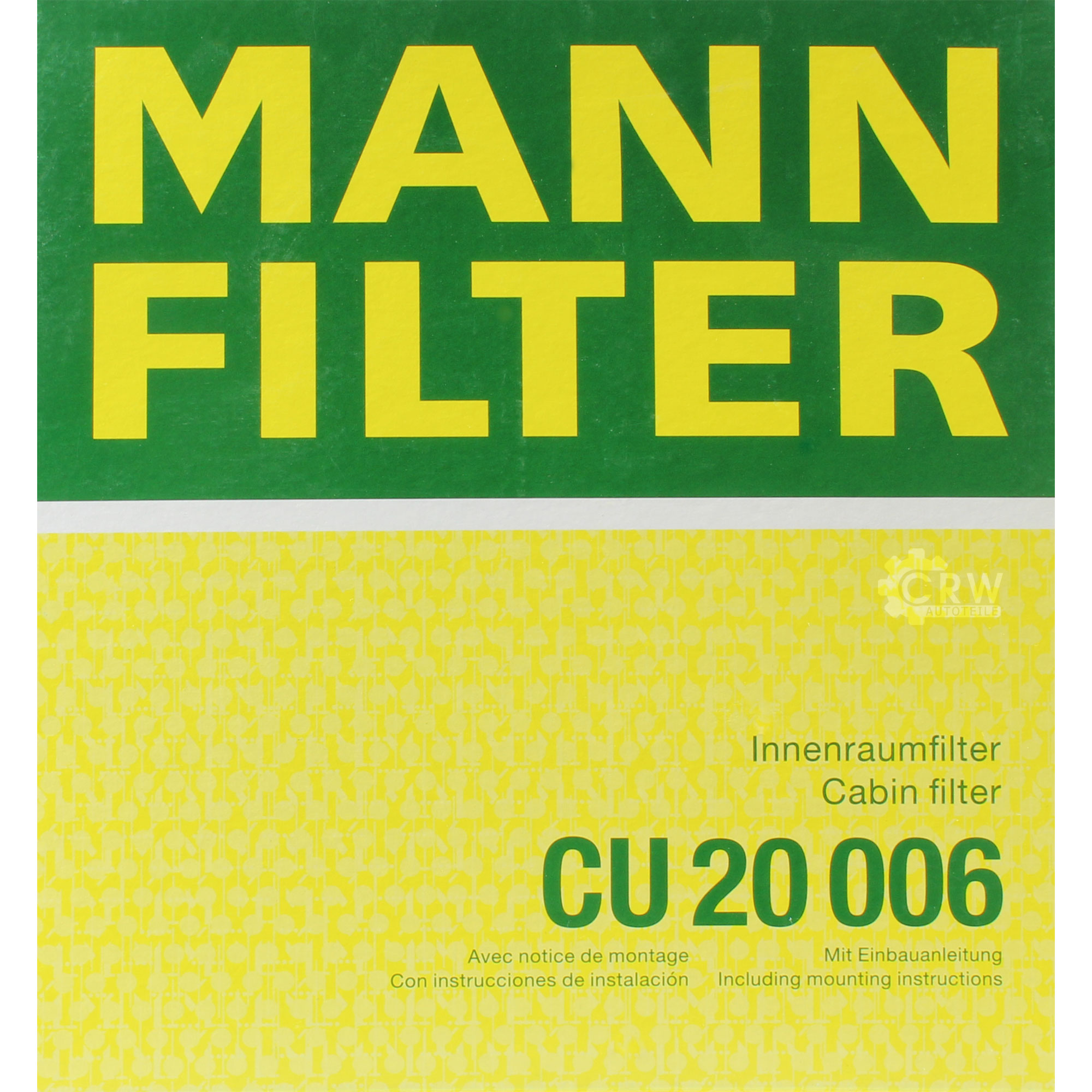 MANN-FILTER Innenraumfilter Pollenfilter CU 20 006