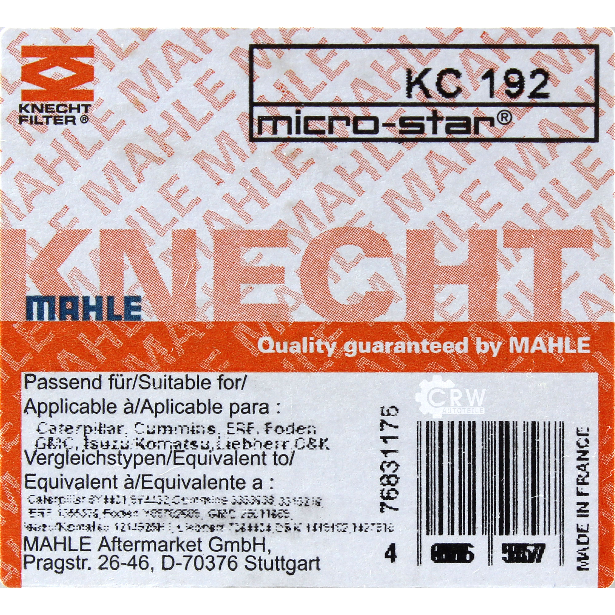 MAHLE / KNECHT Kraftstofffilter KC 192 Fuel Filter