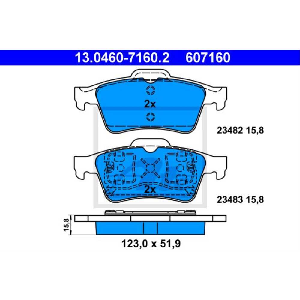 ATE Satz Bremsbeläge + Bremsscheiben Voll hinten für Ford Transit Connect P65 