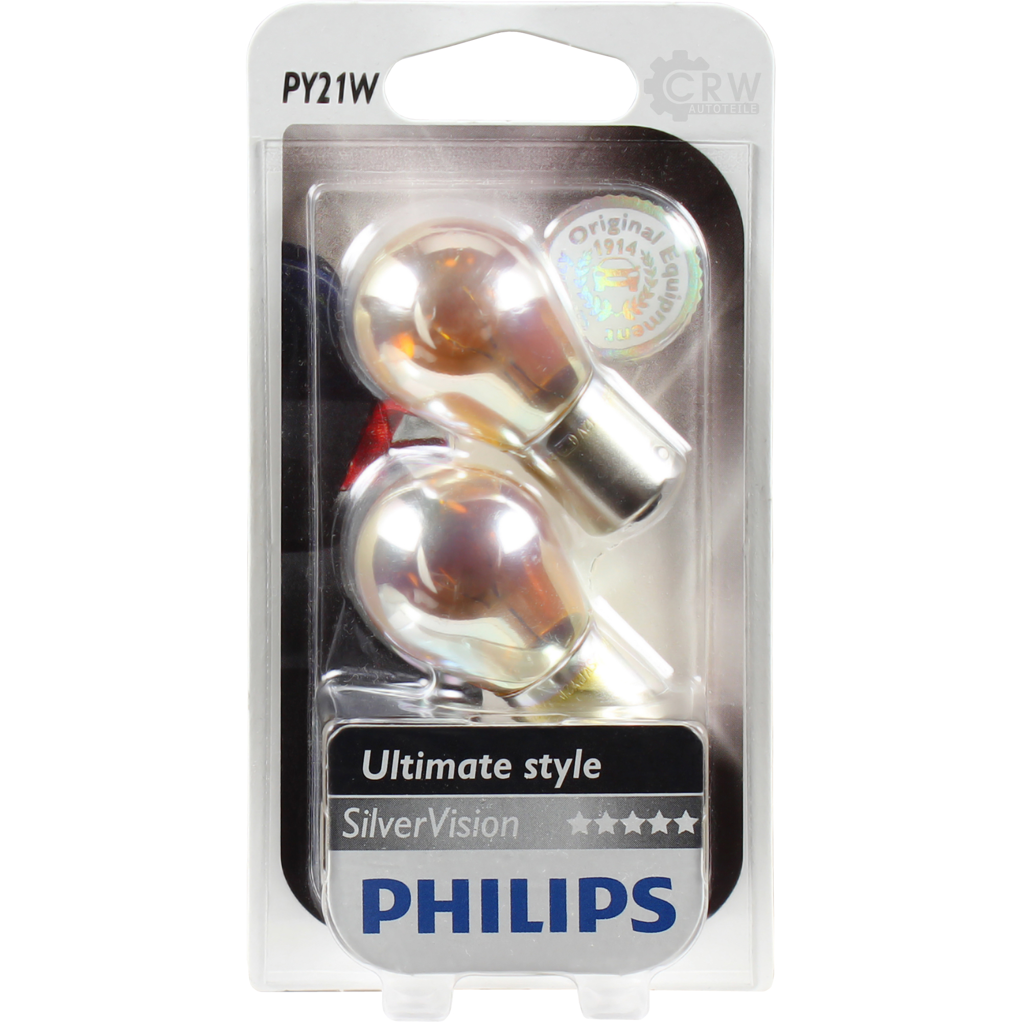 Philips PY21W Silver Vision 21W 12V BAU15s Set 2 Stück Birne Blinker chrom 