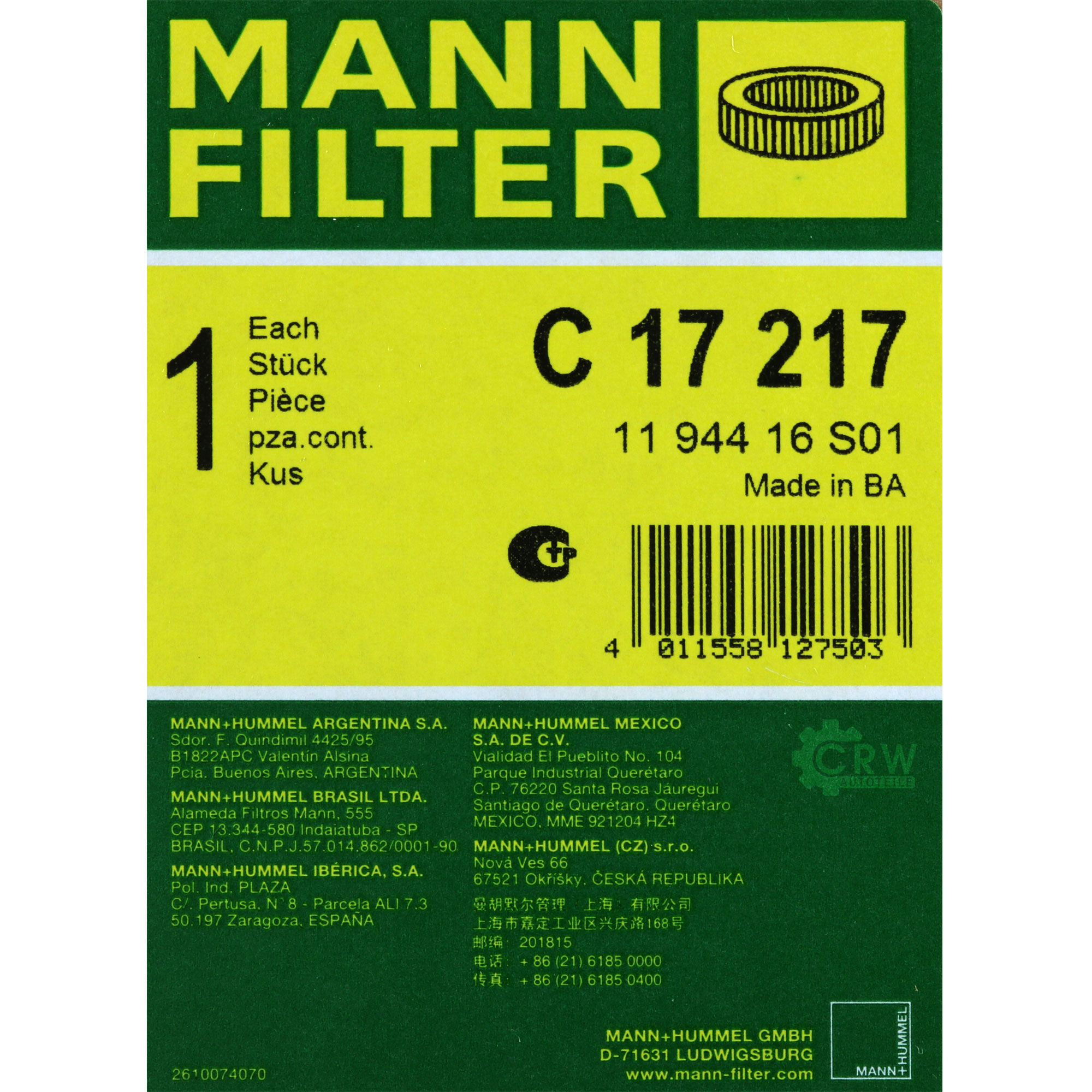 MANN-FILTER Luftfilter für Mercedes-Benz G-Klasse W461 230 GE W463 200 W460 280