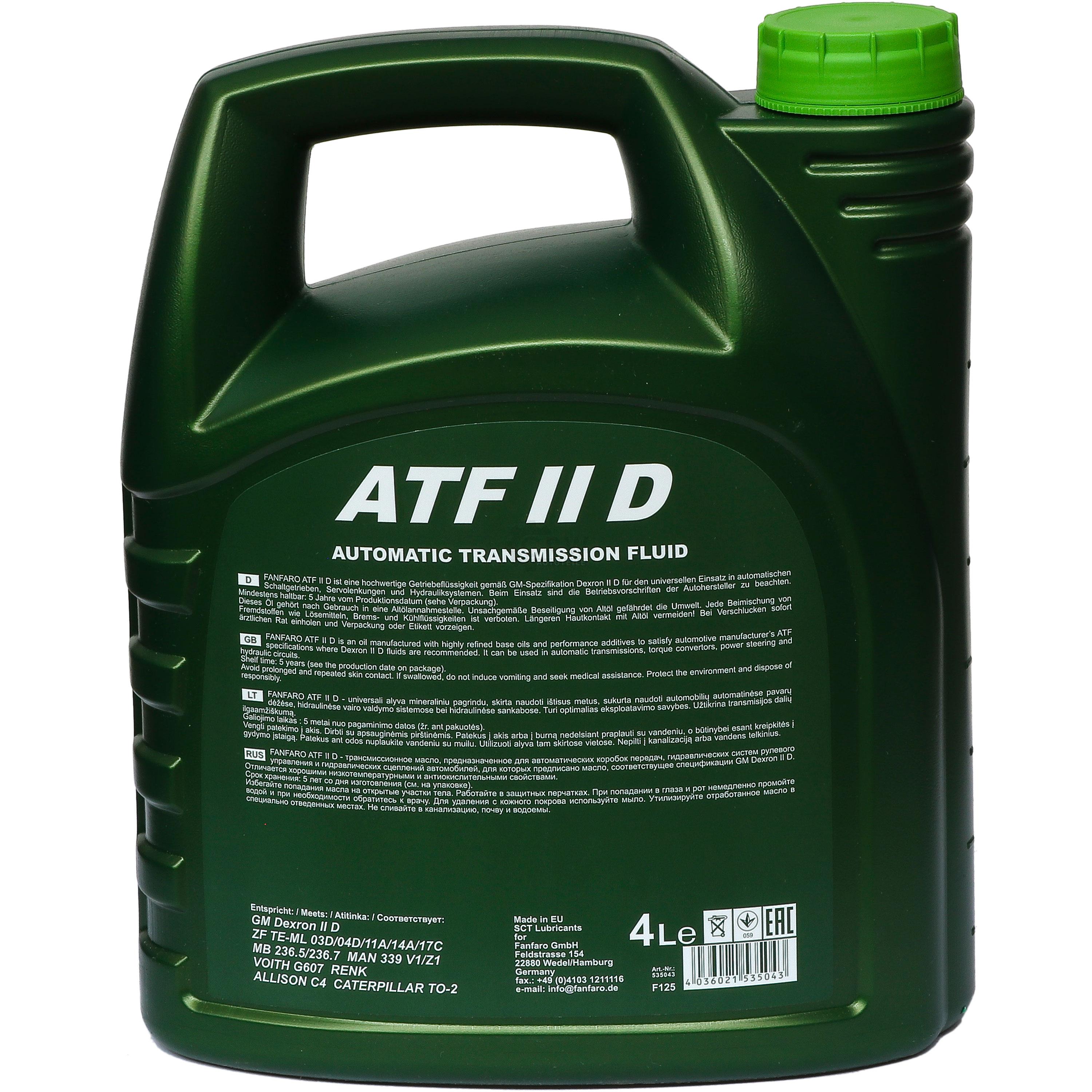4 Liter  FANFARO Automatikgetriebeöl ATF IID Gear Oil Öl