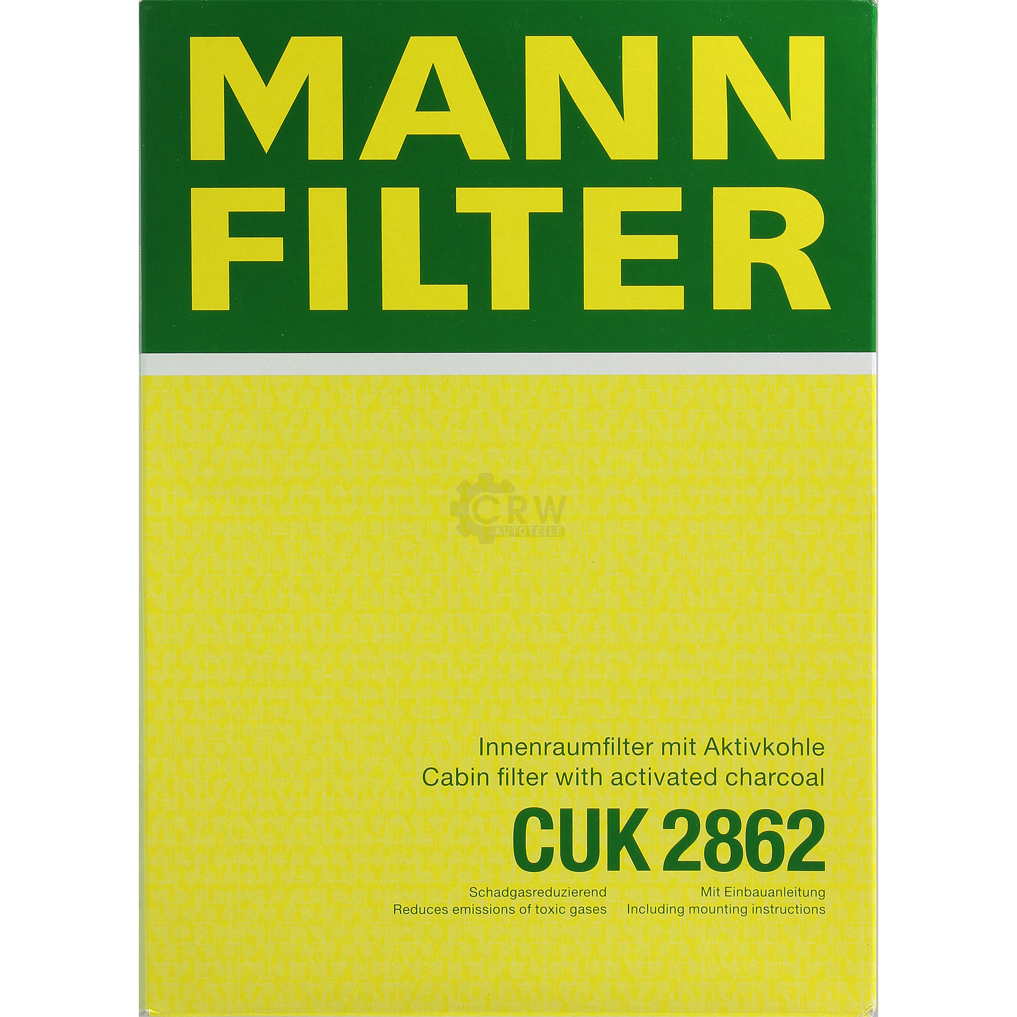 MANN-FILTER Innenraumfilter Pollenfilter Aktivkohle CUK 2862