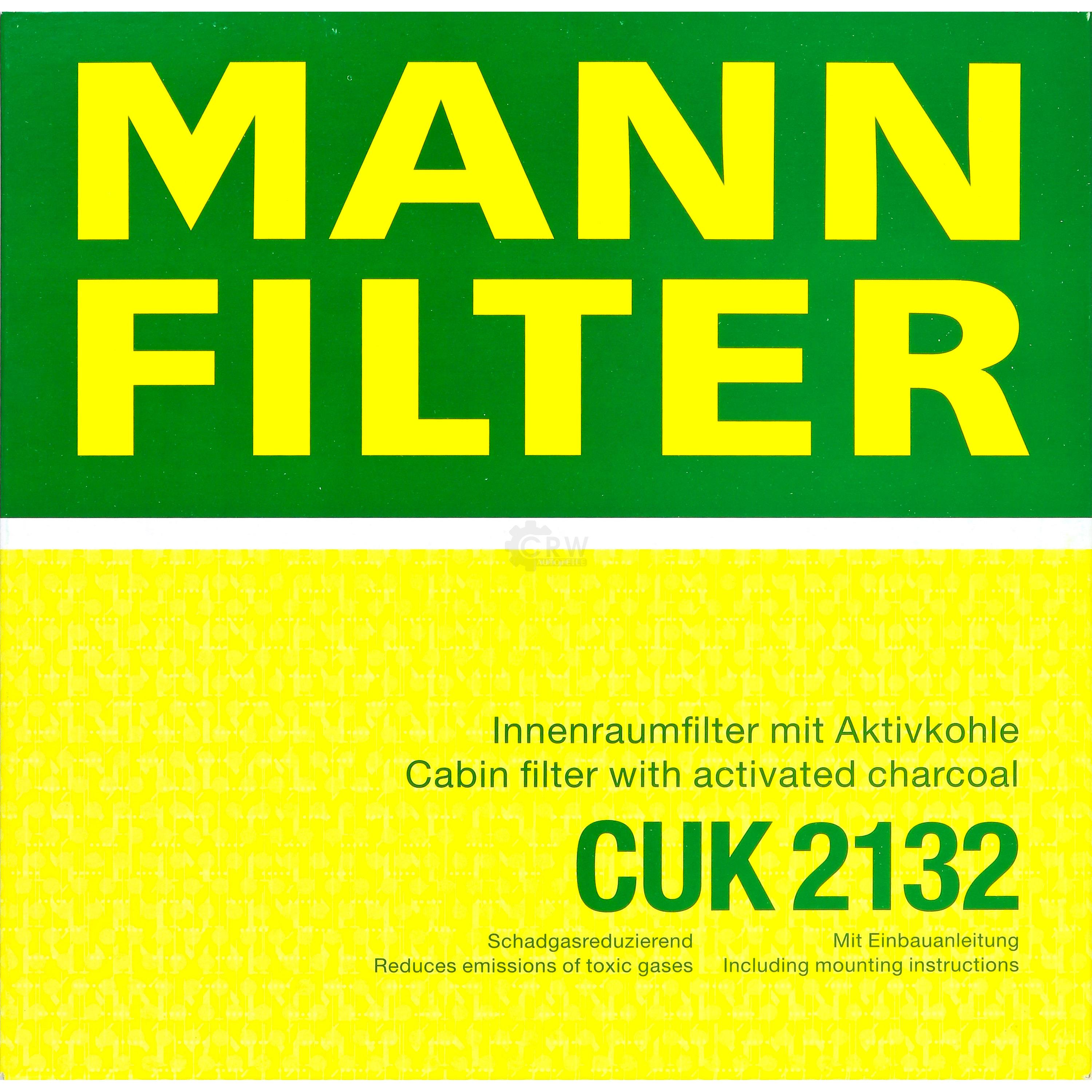 MANN-FILTER Innenraumfilter Pollenfilter Aktivkohle CUK 2132