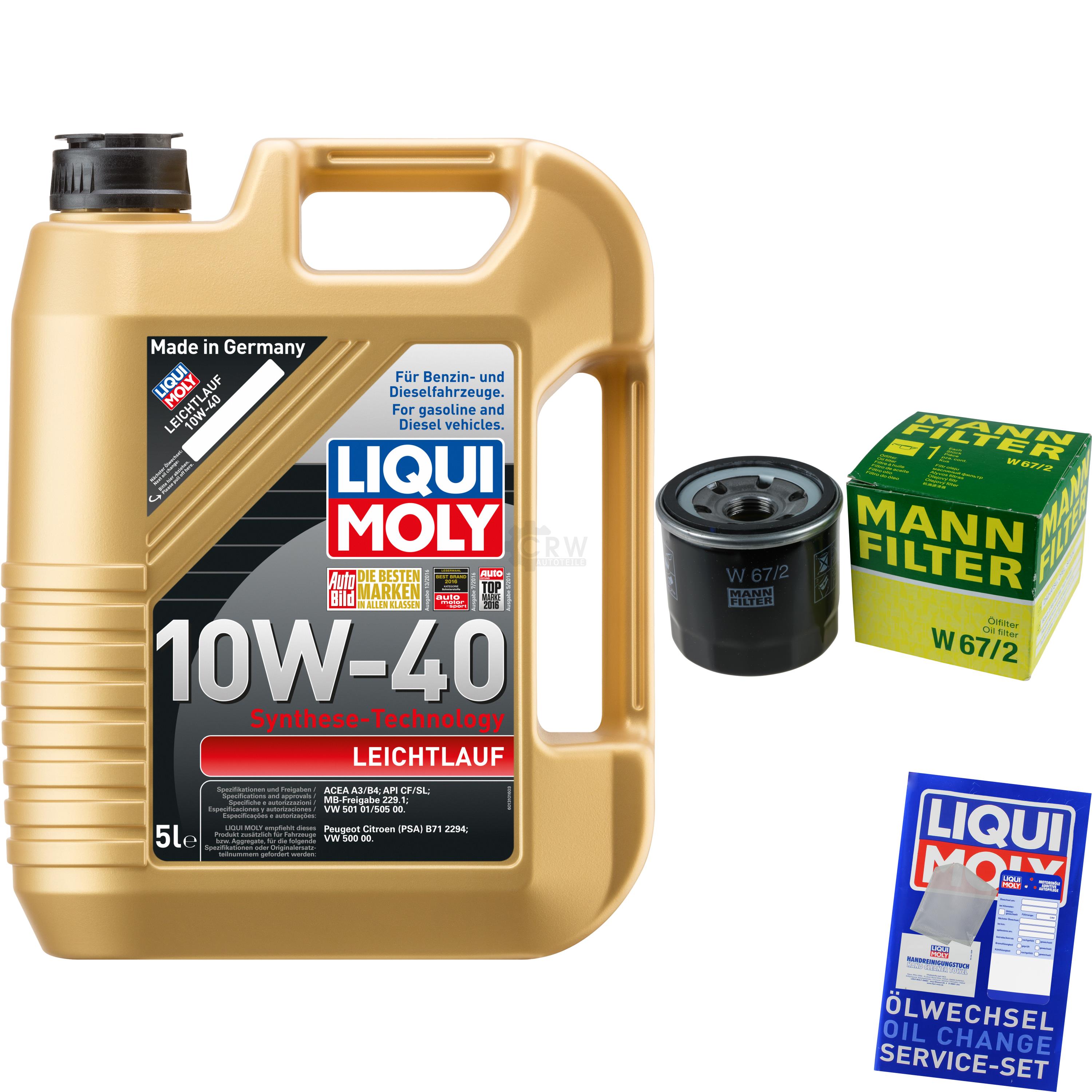 INSPEKTIONSKIT FILTER LIQUI MOLY ÖL 5L 10W-40 für Suzuki Swift IV FZ NZ 1.2