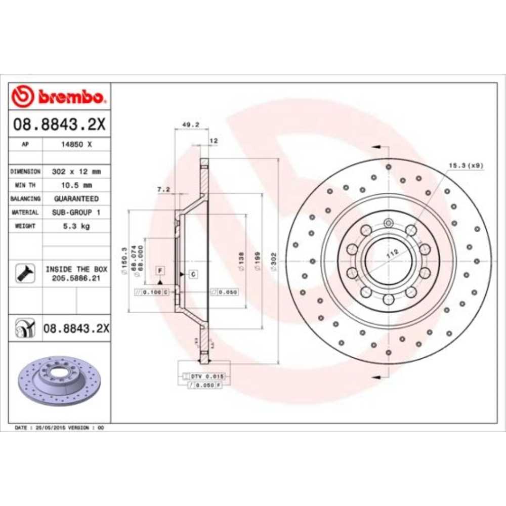 BREMBO Satz Bremsen Bremsscheiben Voll hinten + Bremsbeläge für Audi A6 Avant