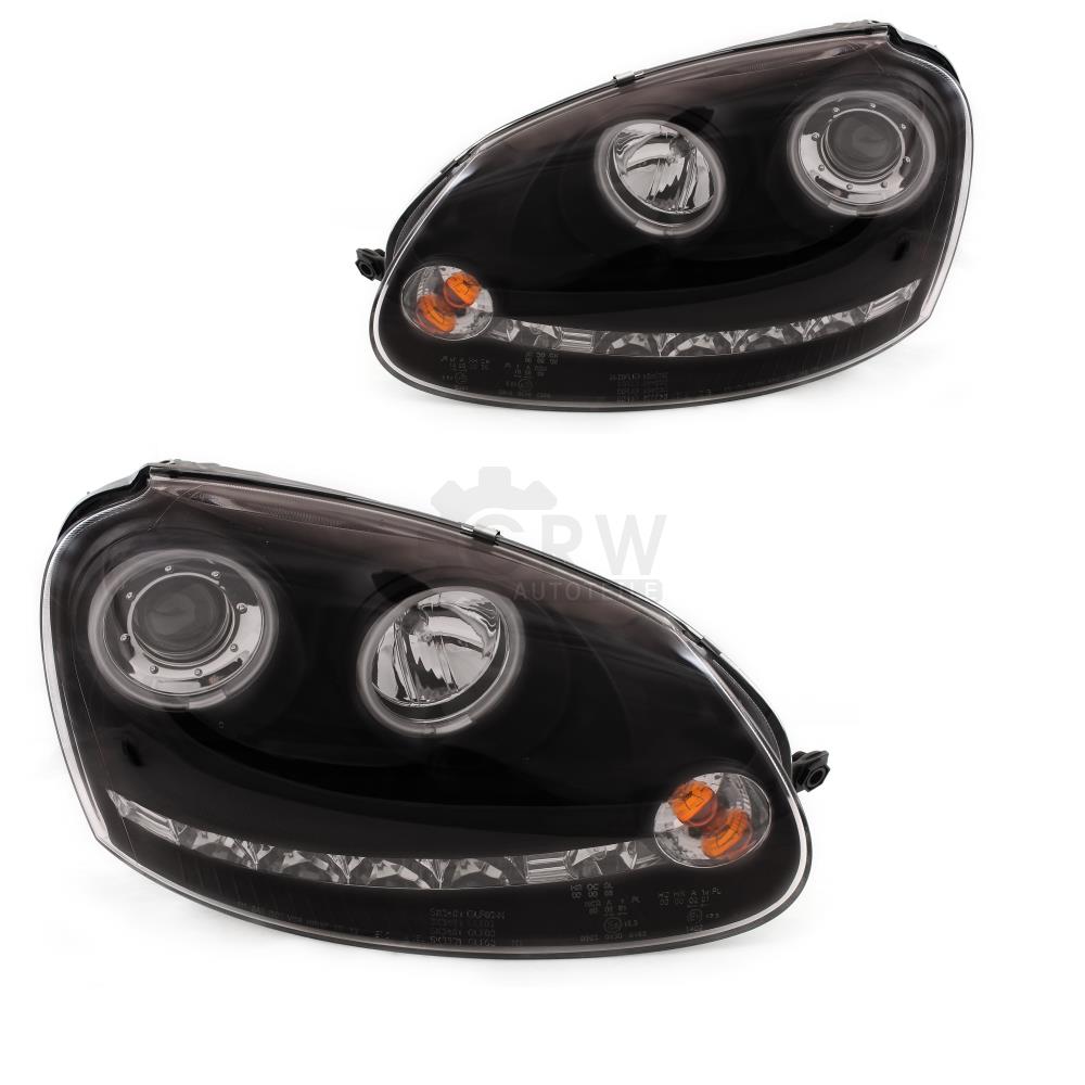 Set Scheinwerfer für VW Golf V 5 Typ 1K 03-08 klar/schwarz CCFL Angel Eyes Sonar