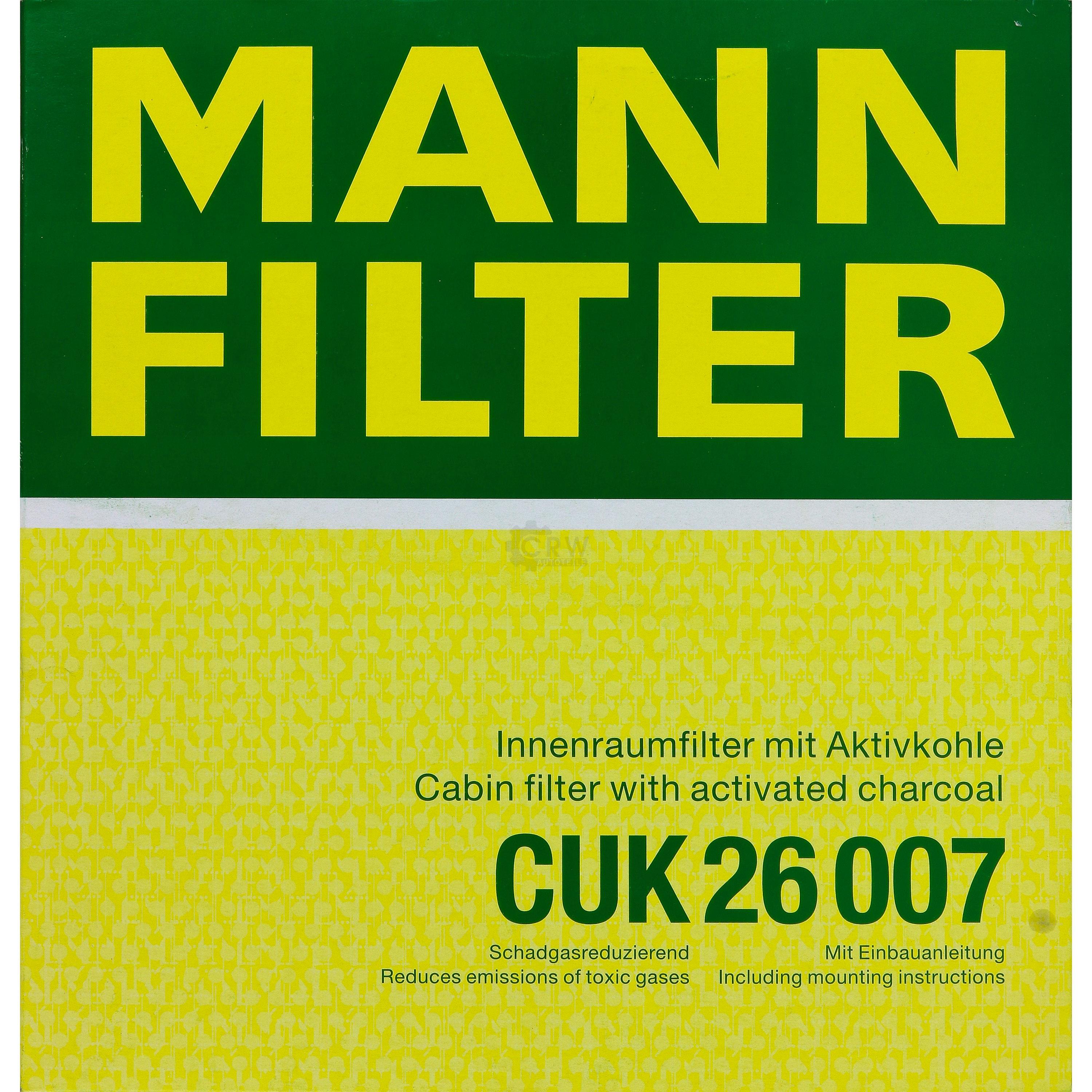 MANN-FILTER Innenraumfilter Pollenfilter Aktivkohle CUK 26 007