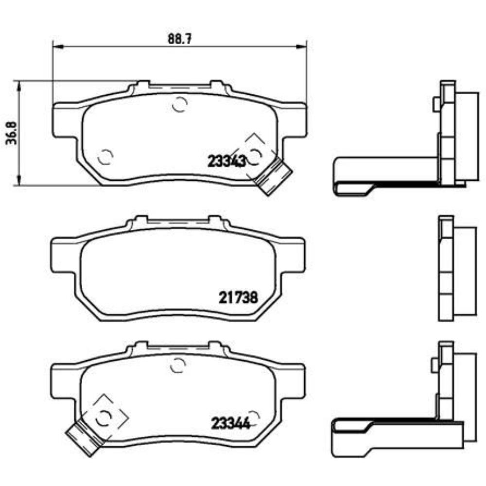 BREMBO Satz Bremsen Bremsscheiben Voll hinten + Bremsbeläge für Honda Jazz II