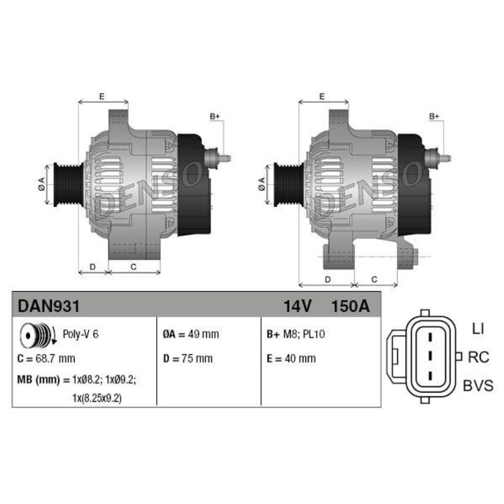 DENSO Generator Lichtmaschine 150A 14V für Ford Focus C-Max DA_ HCP DP