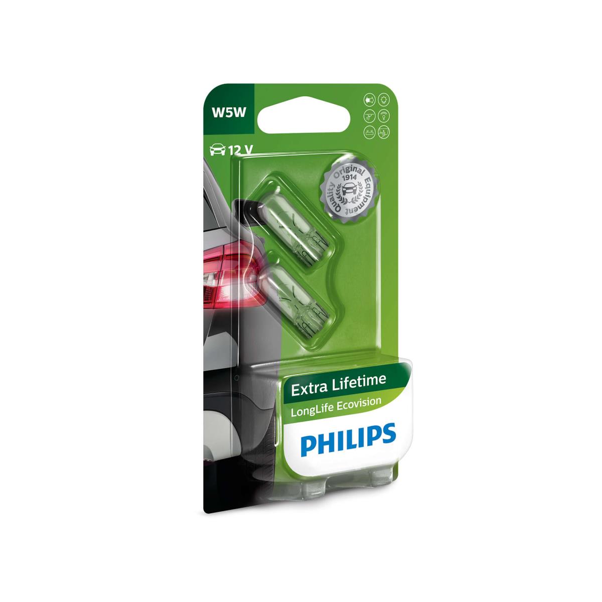 W5W 12V 5W W2,1x9,5d LongLife EcoVisionr Blister  2st. Philips