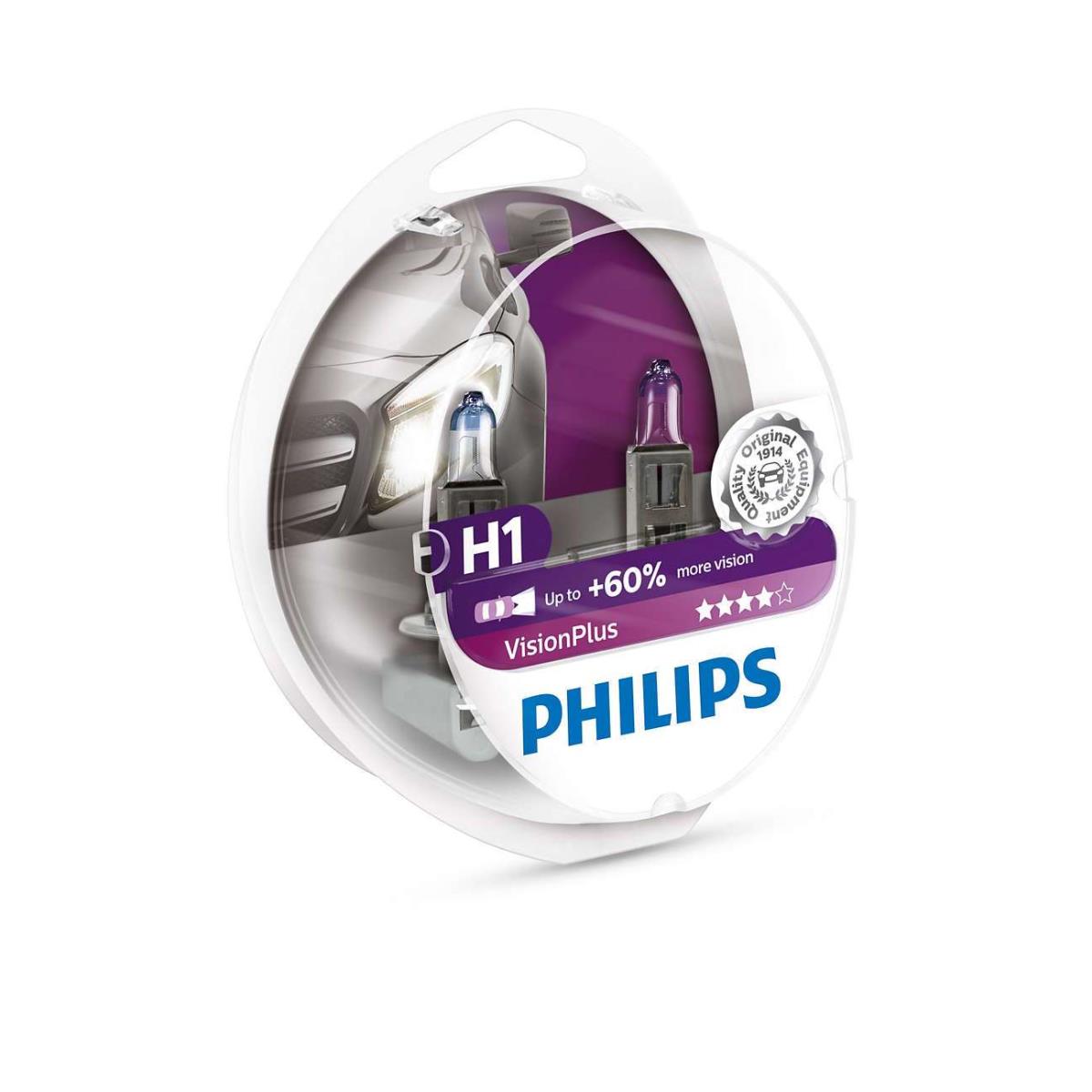 Philips Vision Plus +50% Set 2x H1 12V 55W P14,5s