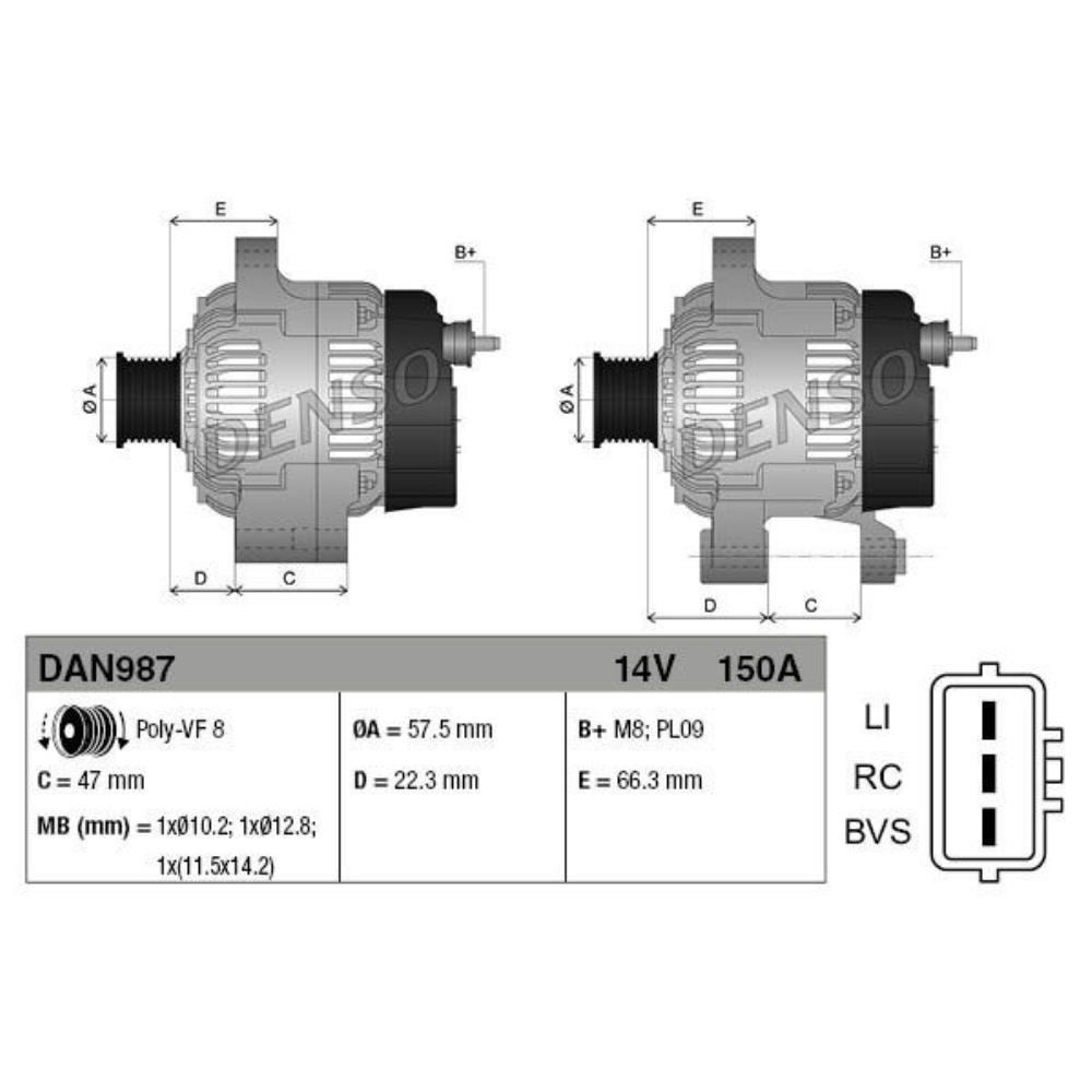 DENSO Generator Lichtmaschine 150A 14V für Land Rover Range LS Discovery III