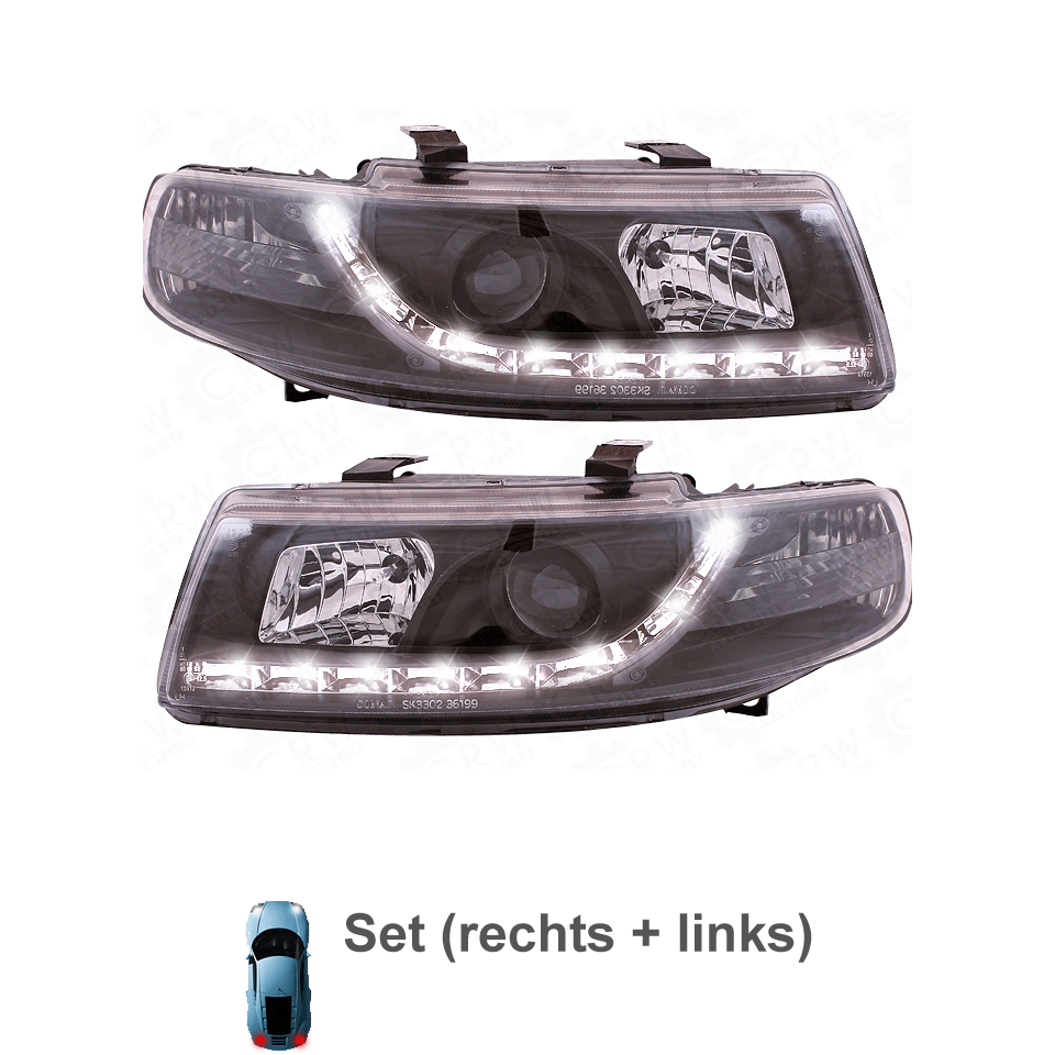  Scheinwerfer Set LED Tagfahrlicht Optik für Seat Leon 1M 99-05