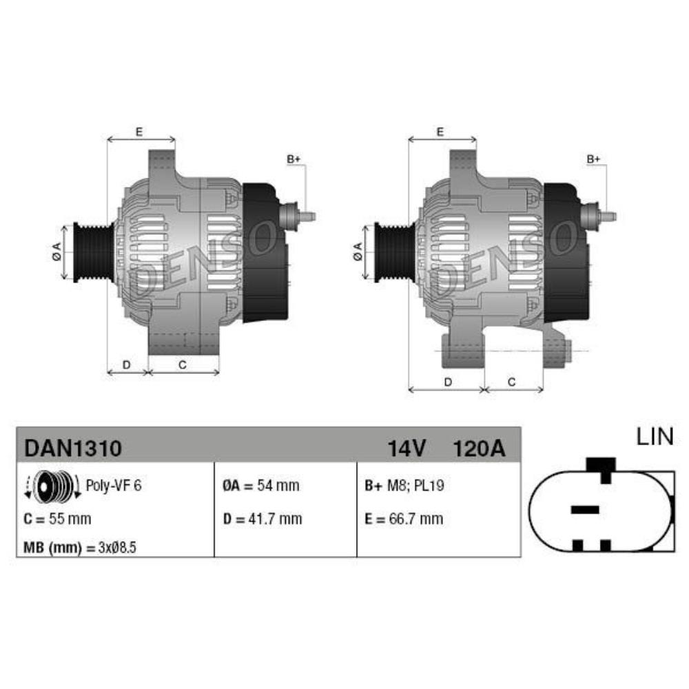 DENSO Generator Lichtmaschine 120A 14V für Fiat Tipo Kombi 356_ Schrägheck