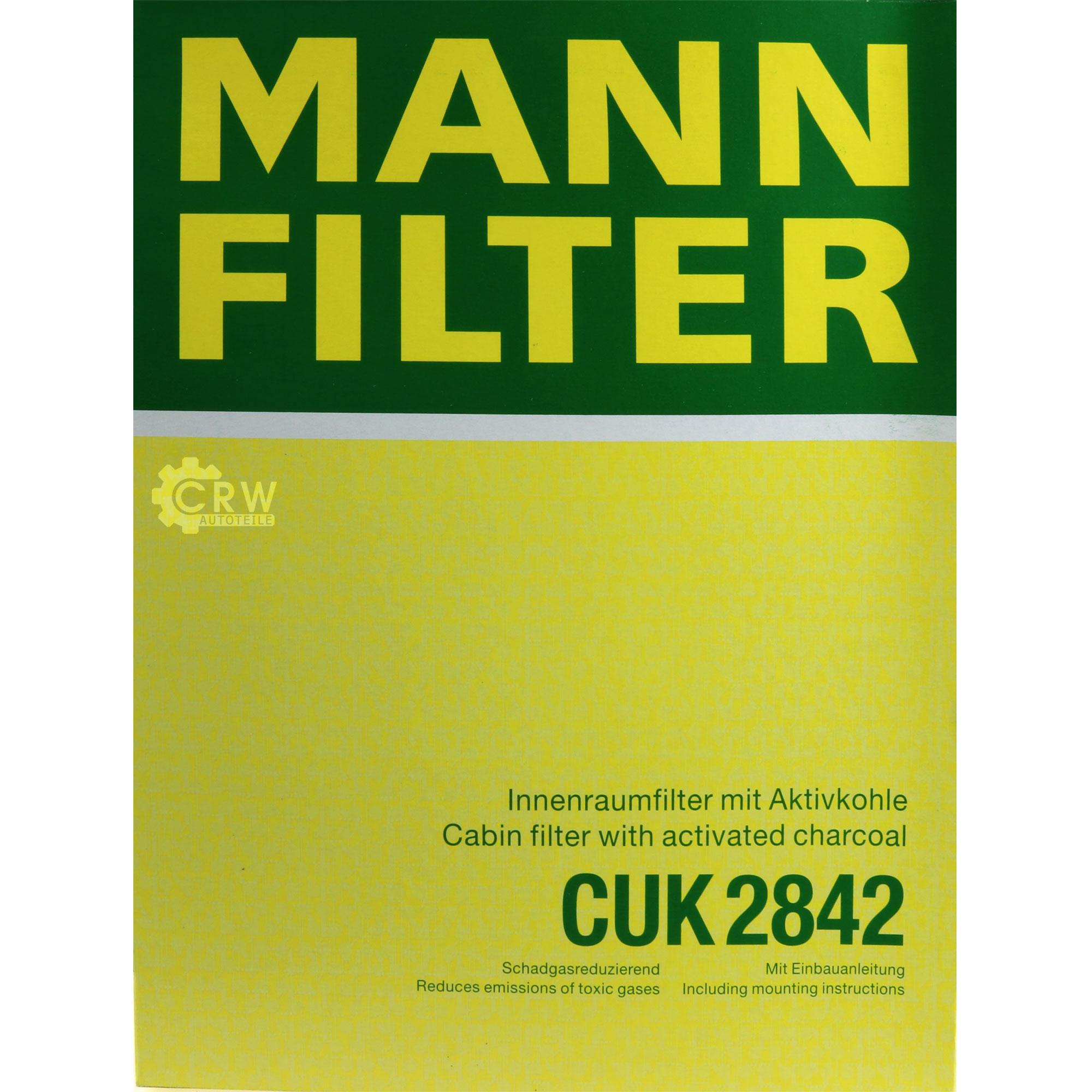 MANN-FILTER Innenraumfilter Pollenfilter Aktivkohle CUK 2842