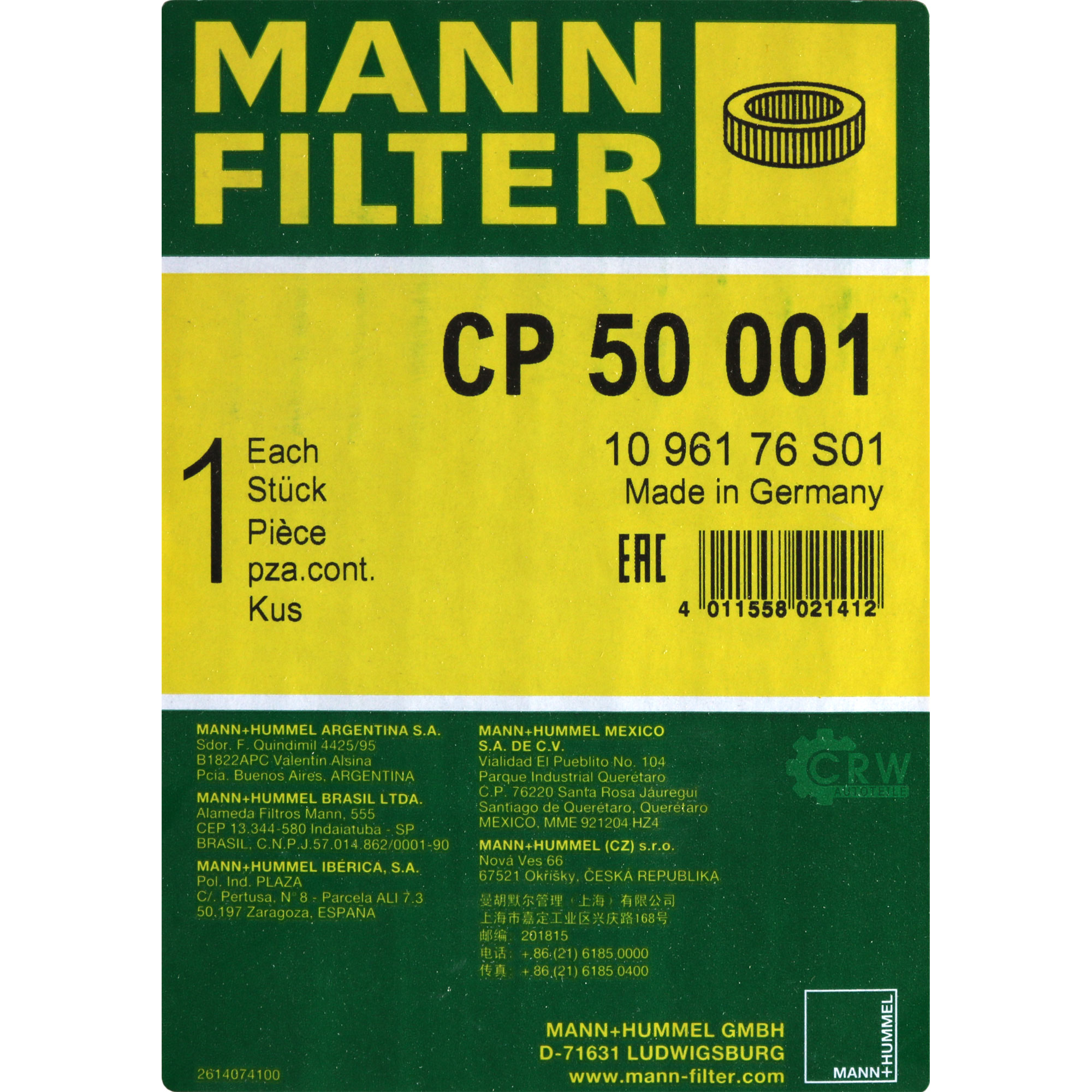 MANN-FILTER Luftfilter CP 50 001