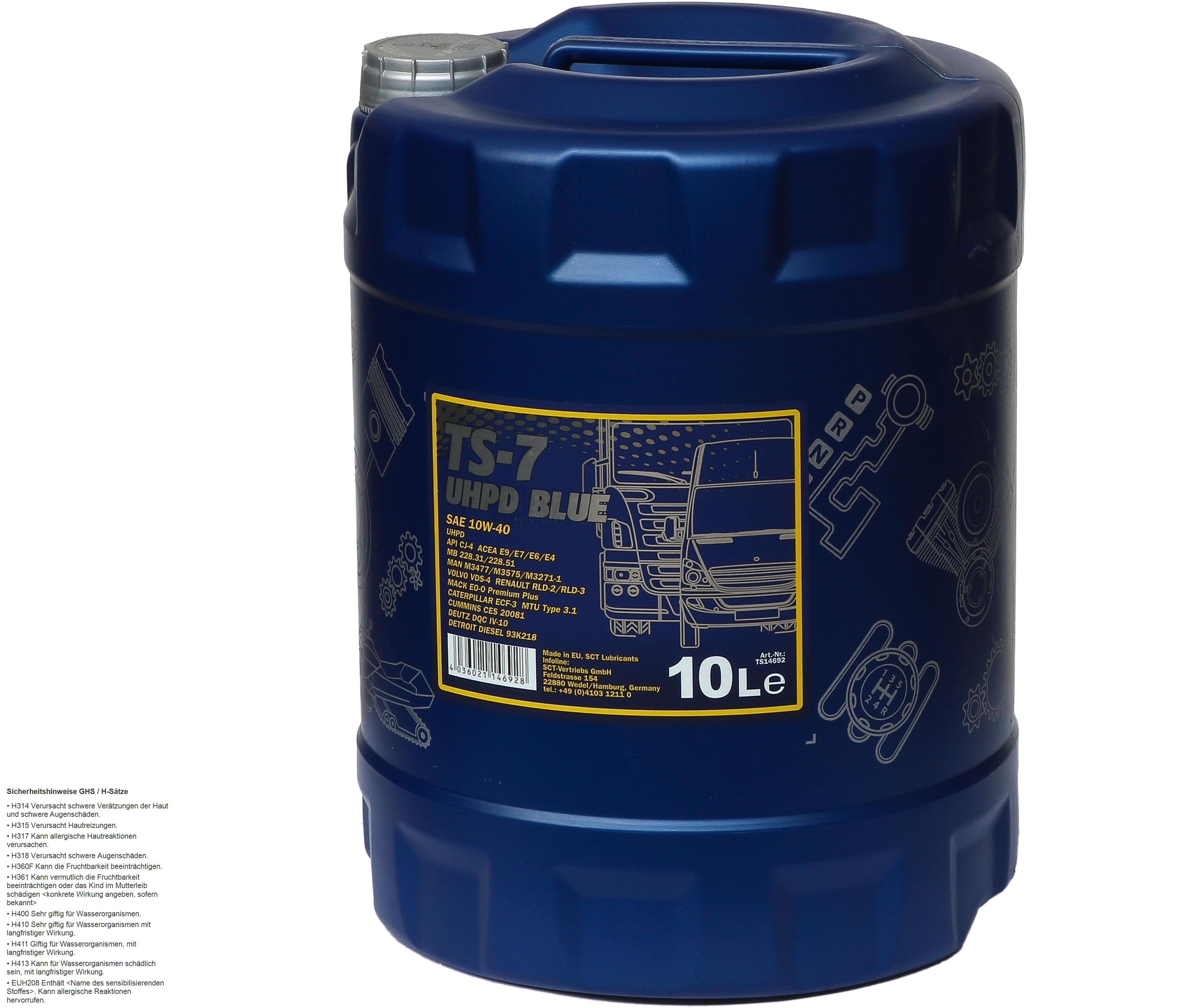 10 Liter MANNOL TS-7 UHPD Blue 10W-40 API CJ-4 Motoröl synthetisch Engine Oil