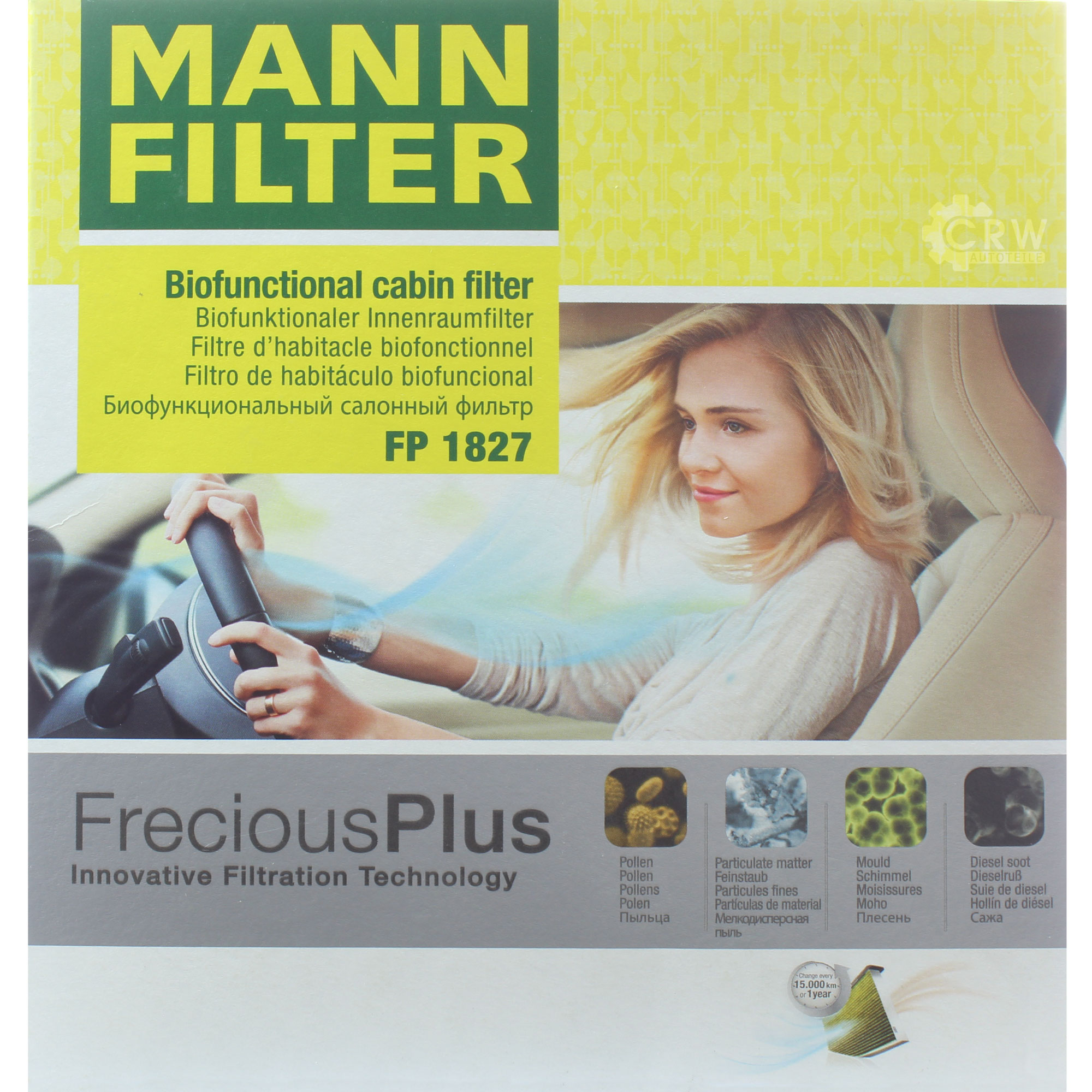 MANN-Filter Innenraumfilter Biofunctional für Allergiker FP 1827
