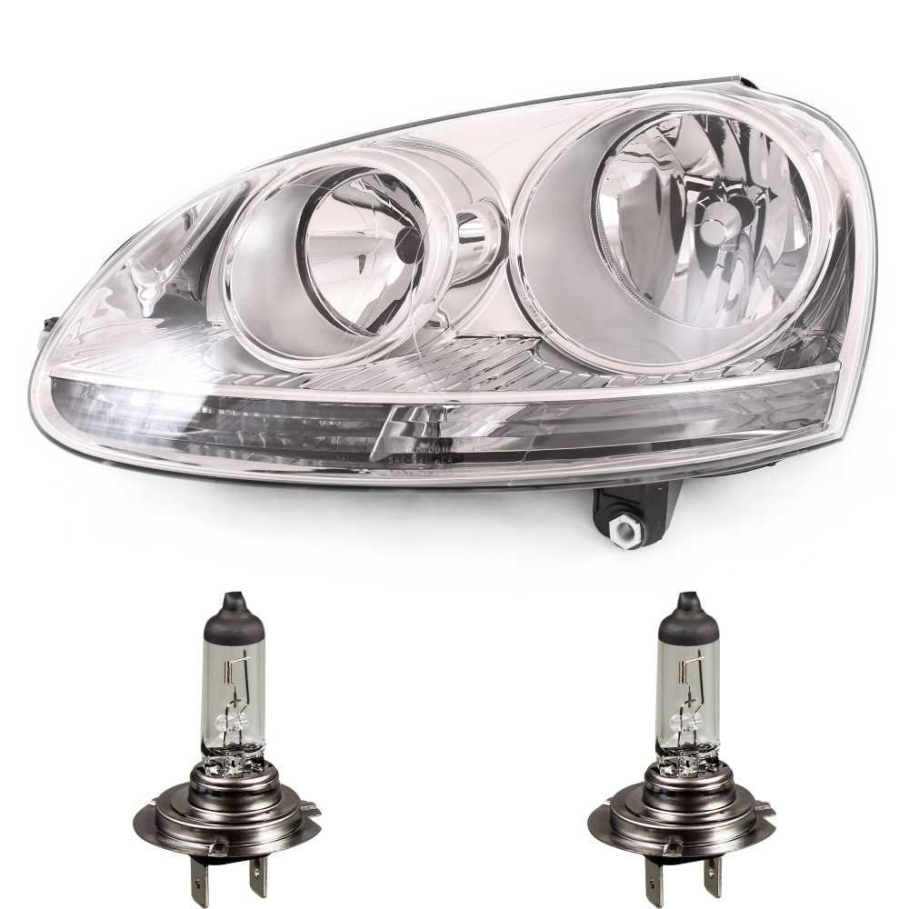 Scheinwerfer links für VW Golf V 5 1K Bj 03-08 Blende chrom inkl Lampen 56755050