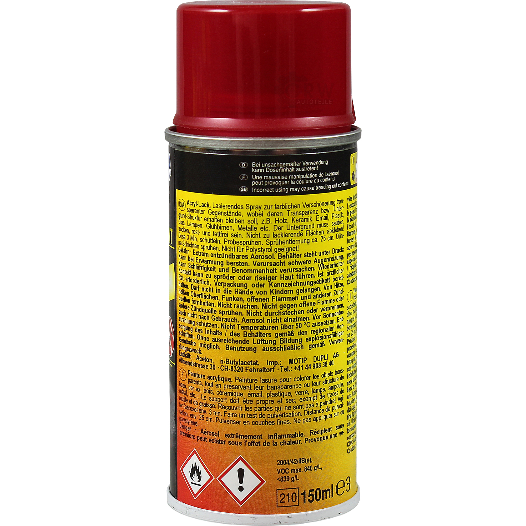 Dupli-Color TUNING + Acryl Universal Spray 150ml TRANSPARENT red 150 648908