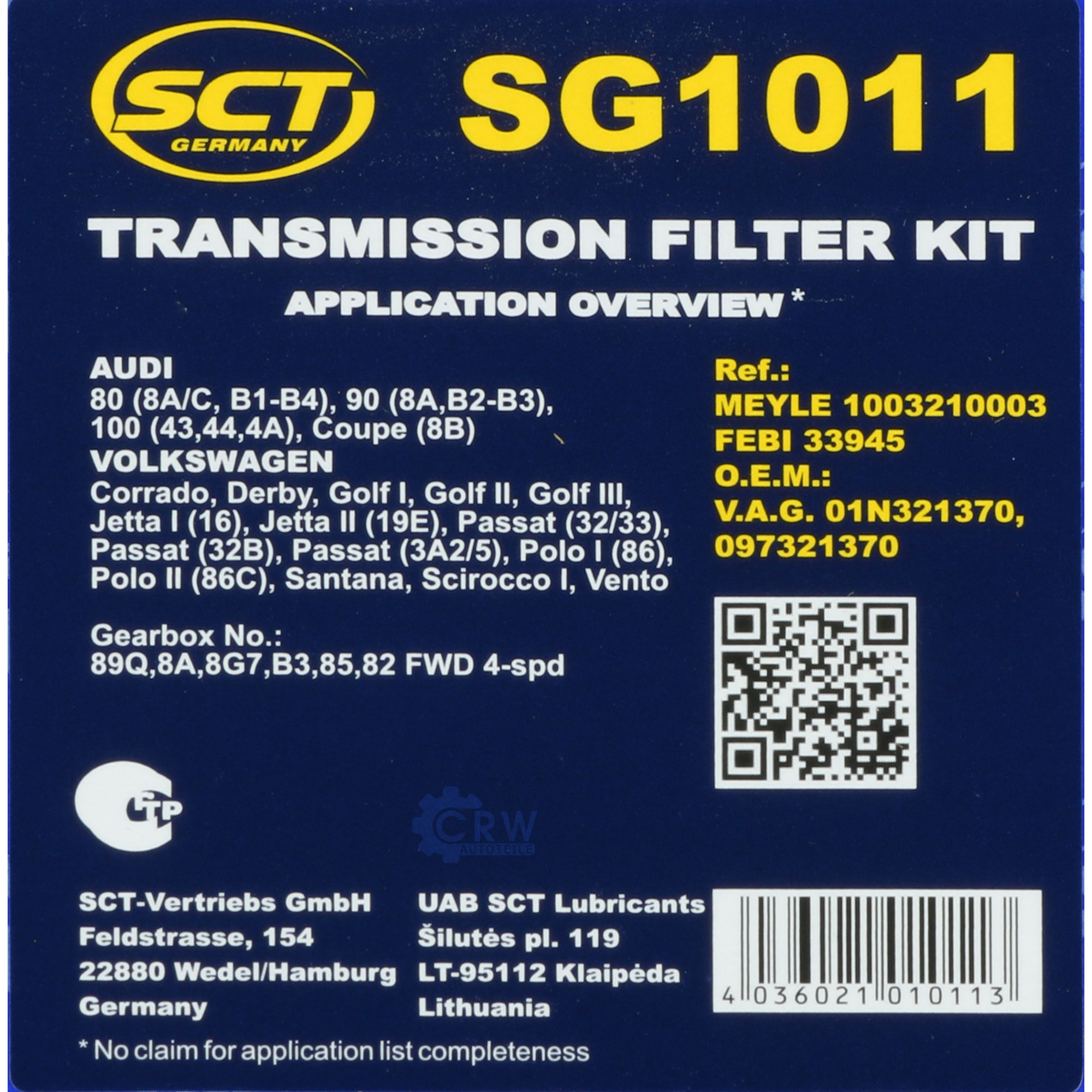SCT Getriebeölfilter Hydraulikfiltersatz für Automatikgetriebe SG 1011