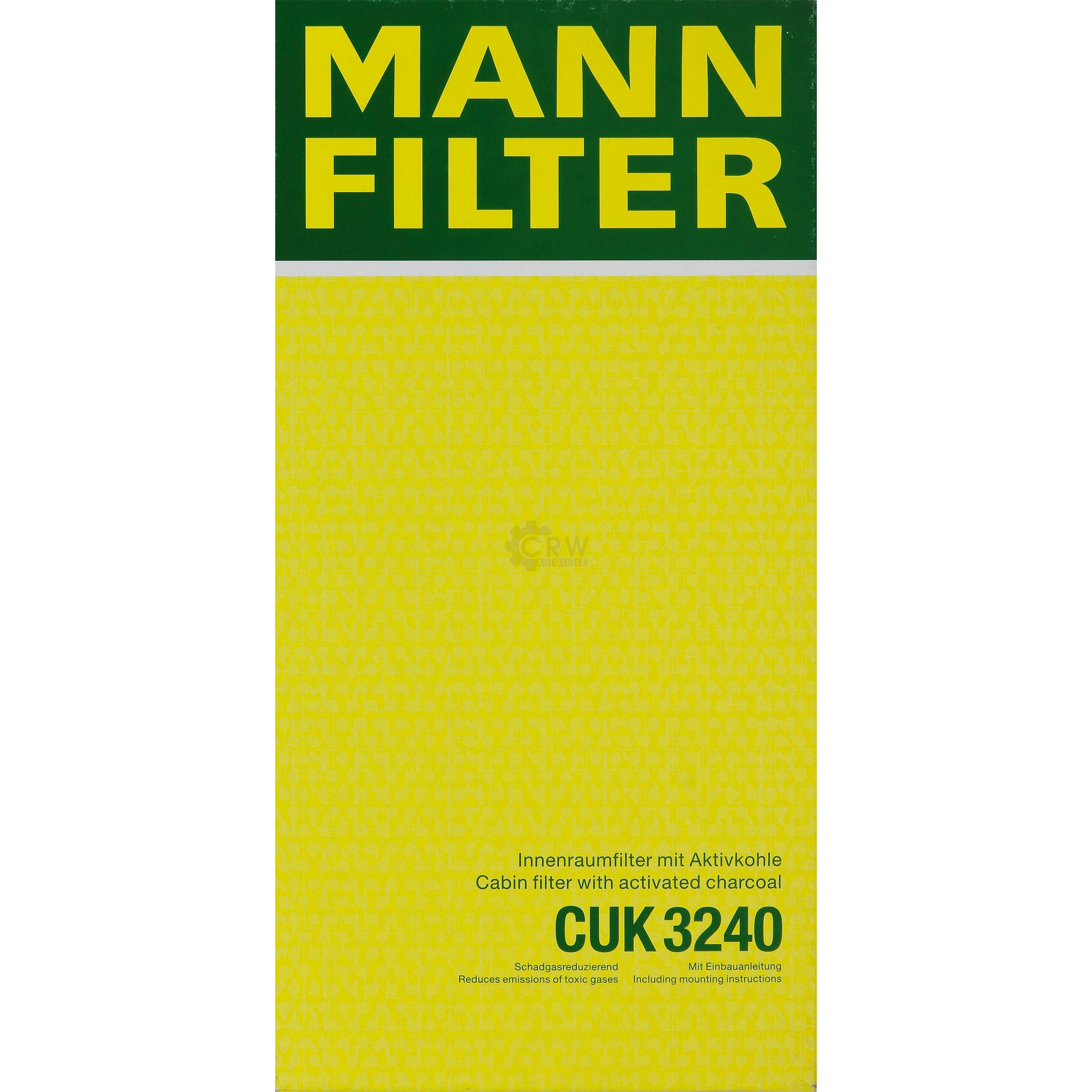 MANN-FILTER Innenraumfilter Pollenfilter Aktivkohle CUK 3240