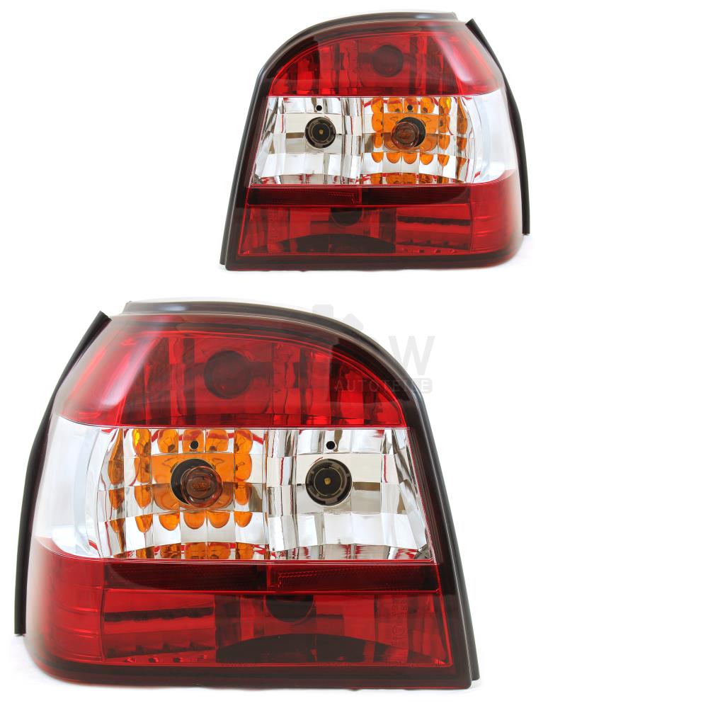 Rückleuchten Set links & rechts für VW Golf III 3 91-97 Klarglas rot-wiess