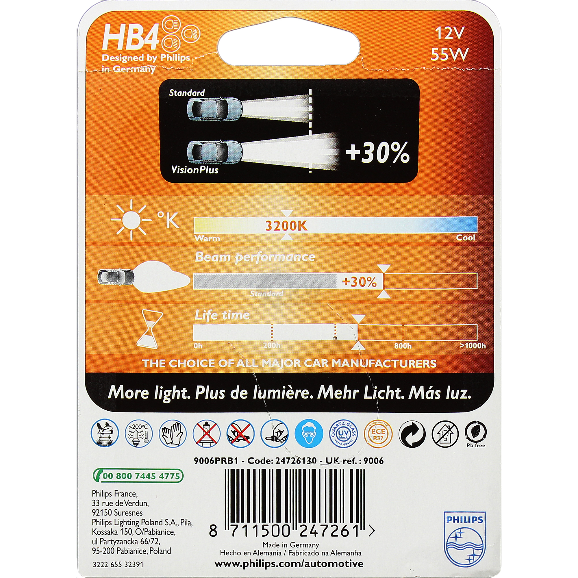 HB4 12V 51W P22d Vision +30% 1st. Blister Philips