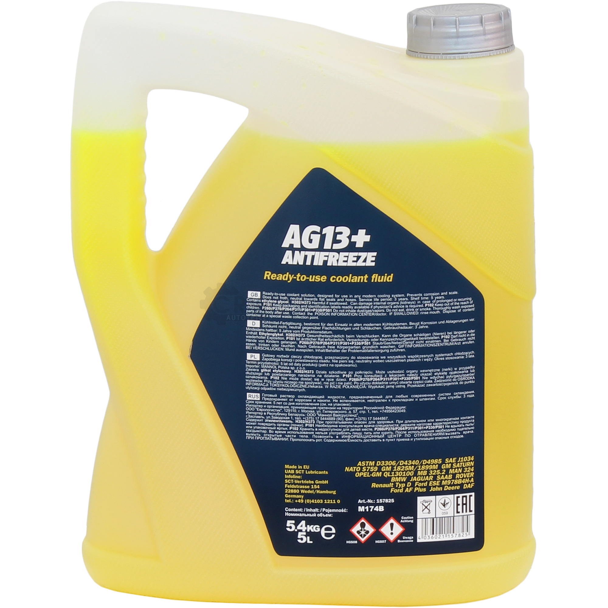 5 Liter MANNOL Kühlerfrostschutz Fertiggemisch Antifreeze AG13+ -40°C Gelb G13+