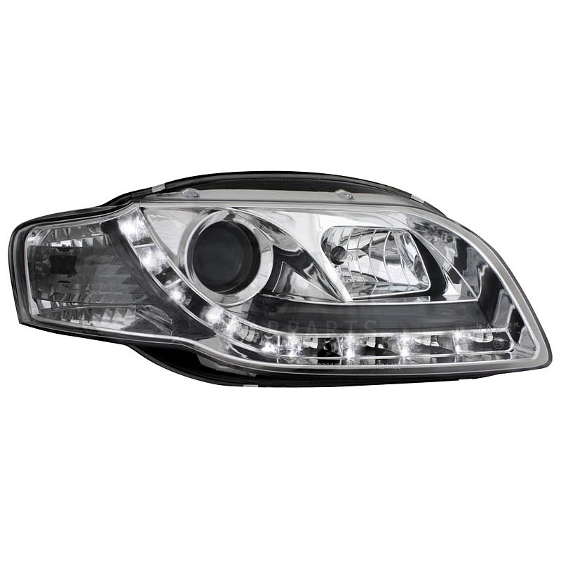 2 x Scheinwerfer für Audi A4 B7 LED Tagfahrlicht chrome