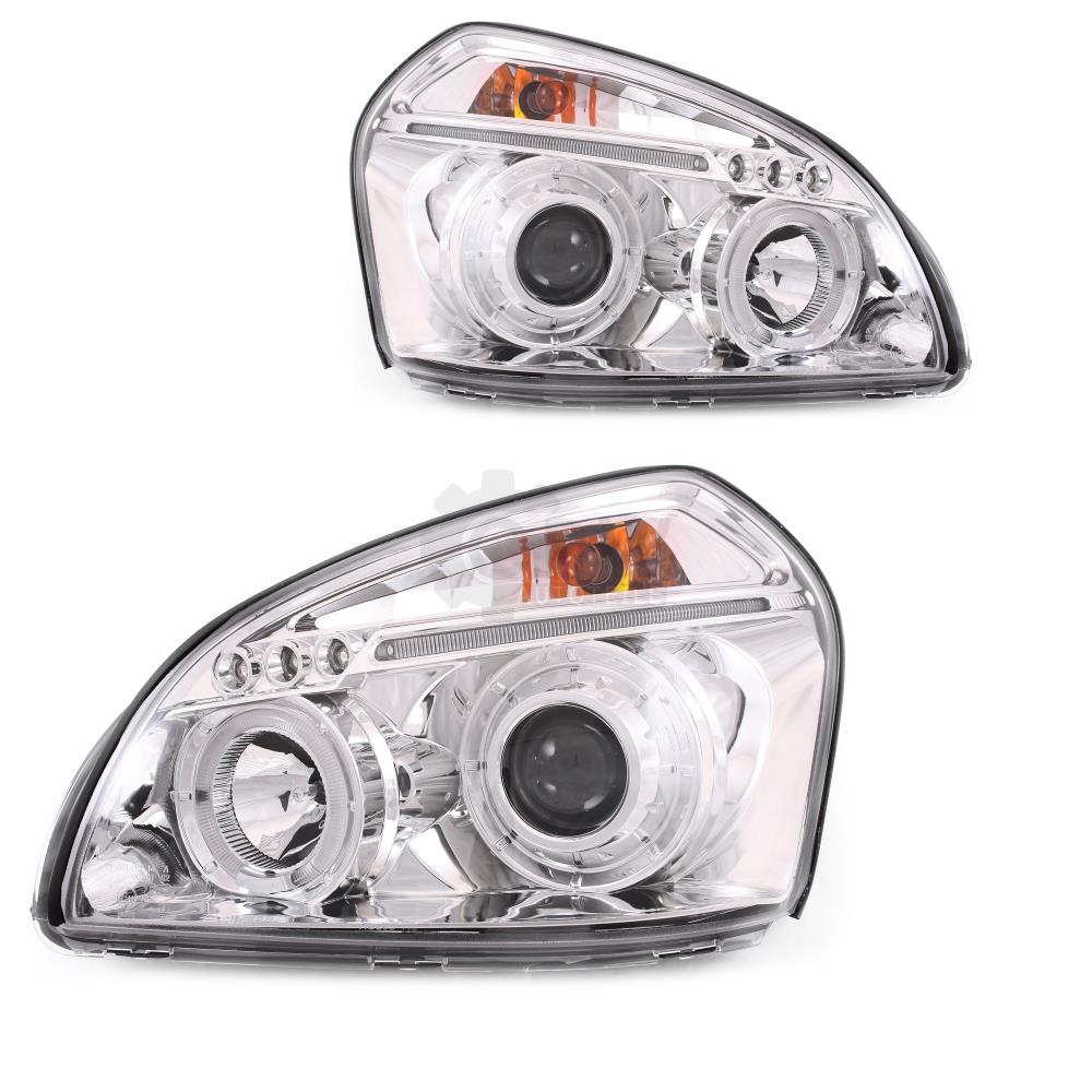 Scheinwerfer Set für Hyundai Tucson Bj. 05-10 klarglas/chrom Angel Eyes H1+H1