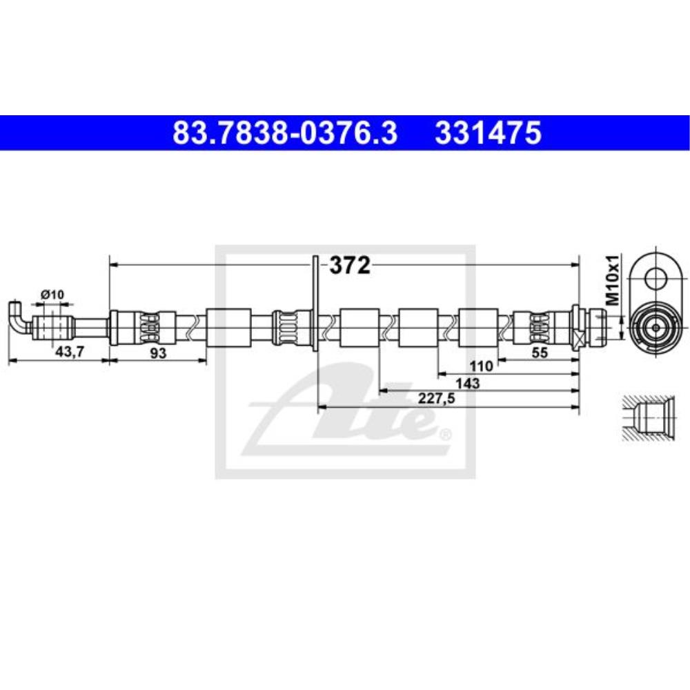 Bremsschlauch 83.7838-0376.3 Vorderachse rechts für Ford Fiesta Stufenheck VI Van JK