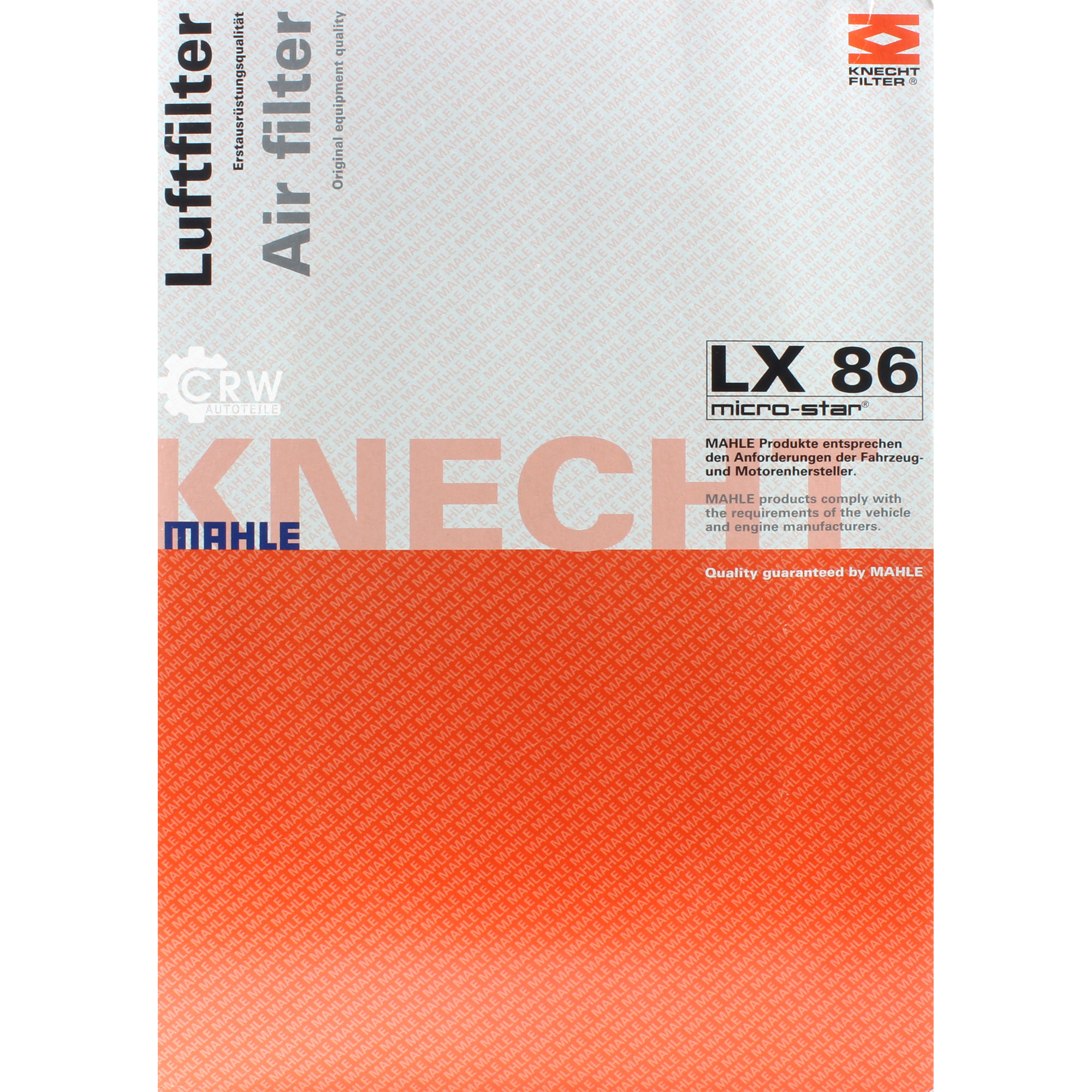 MAHLE / KNECHT Luftfilter LX 86 Air Filter für Mercedes-Benz Coupe C123