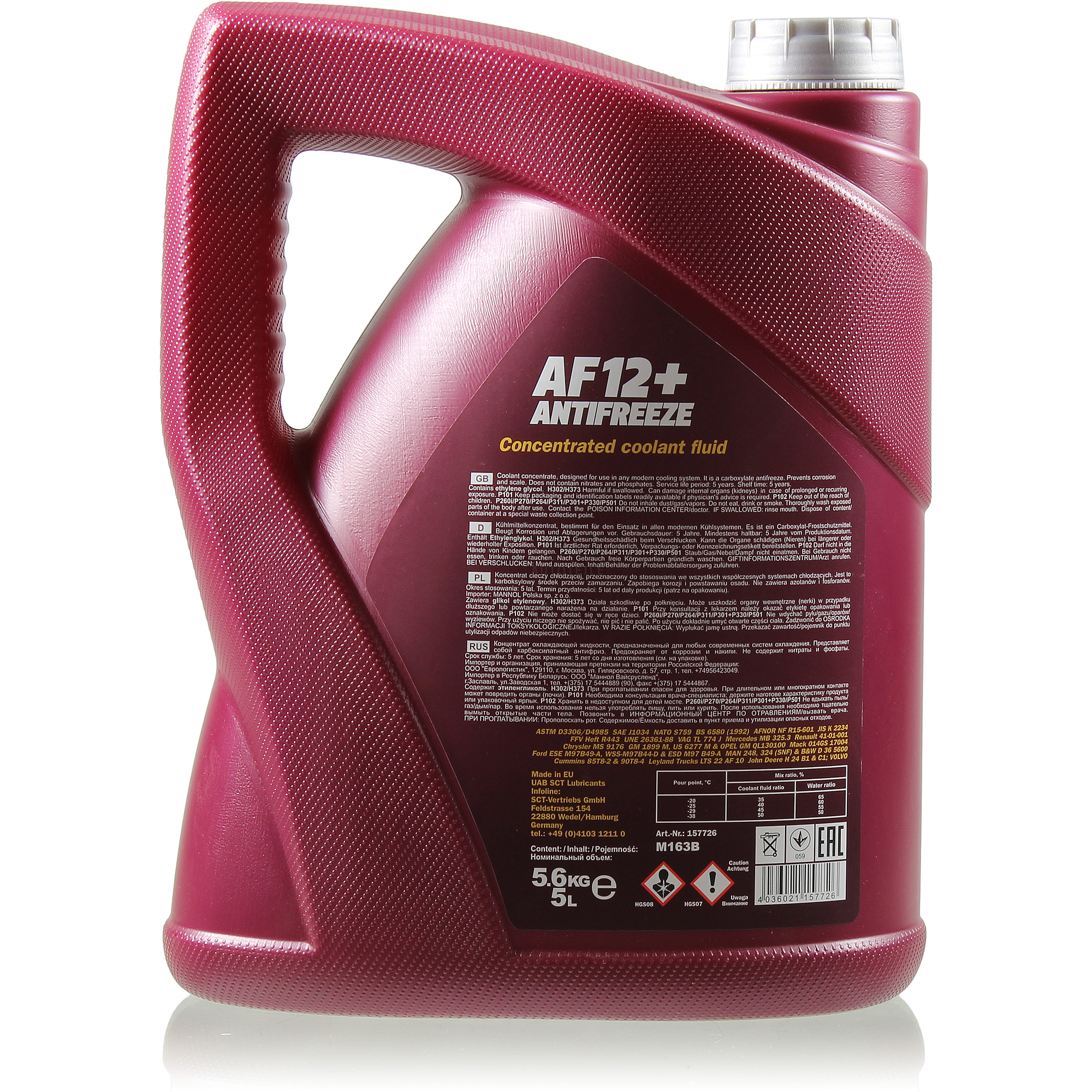 Kühlflussigkeit MANNOL Antifreeze AF12+ 5 Liter Frostschutz rot / violet