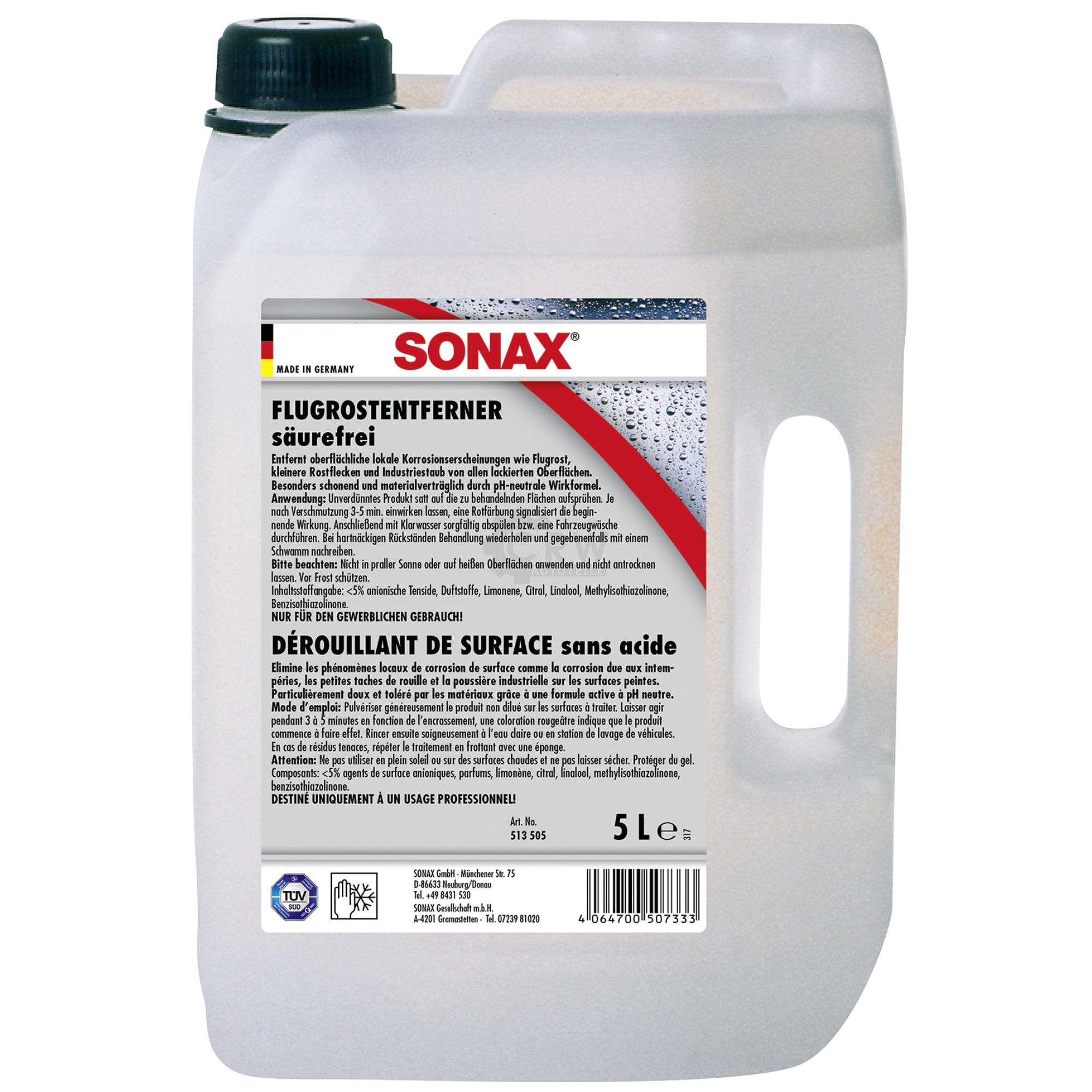 SONAX 05135050 FlugrostEntferner säurefrei Lackreiniger pH-neutral 5 L