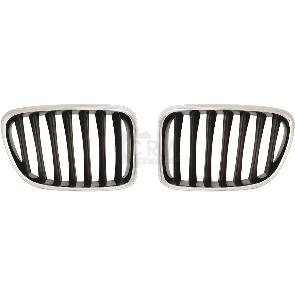 Kühlergrill Grill Nieren Set Satz für BMW X1 E84 Bj. 09->> chrom/schwarz