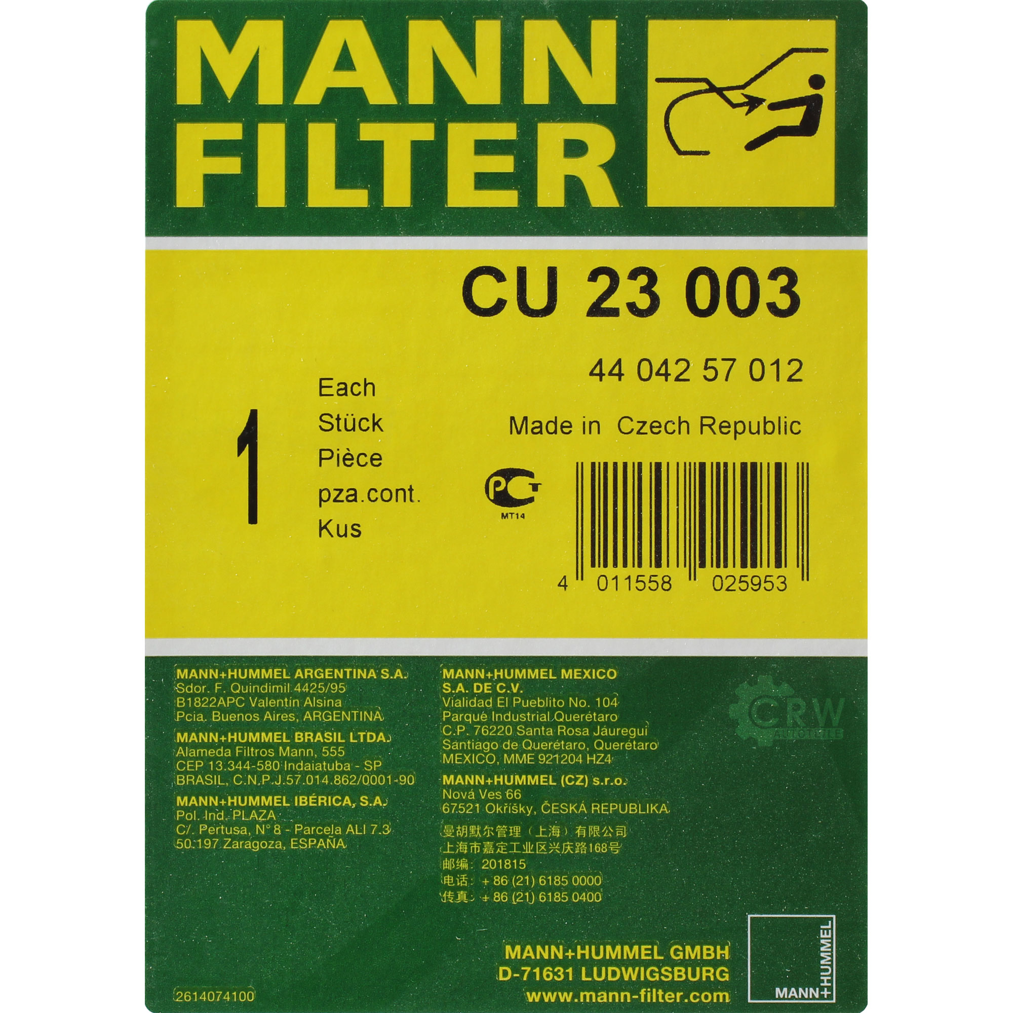 MANN-FILTER Filter Innenraumluft für Lancia Voyager Großraumlimousine RT_ 2.8