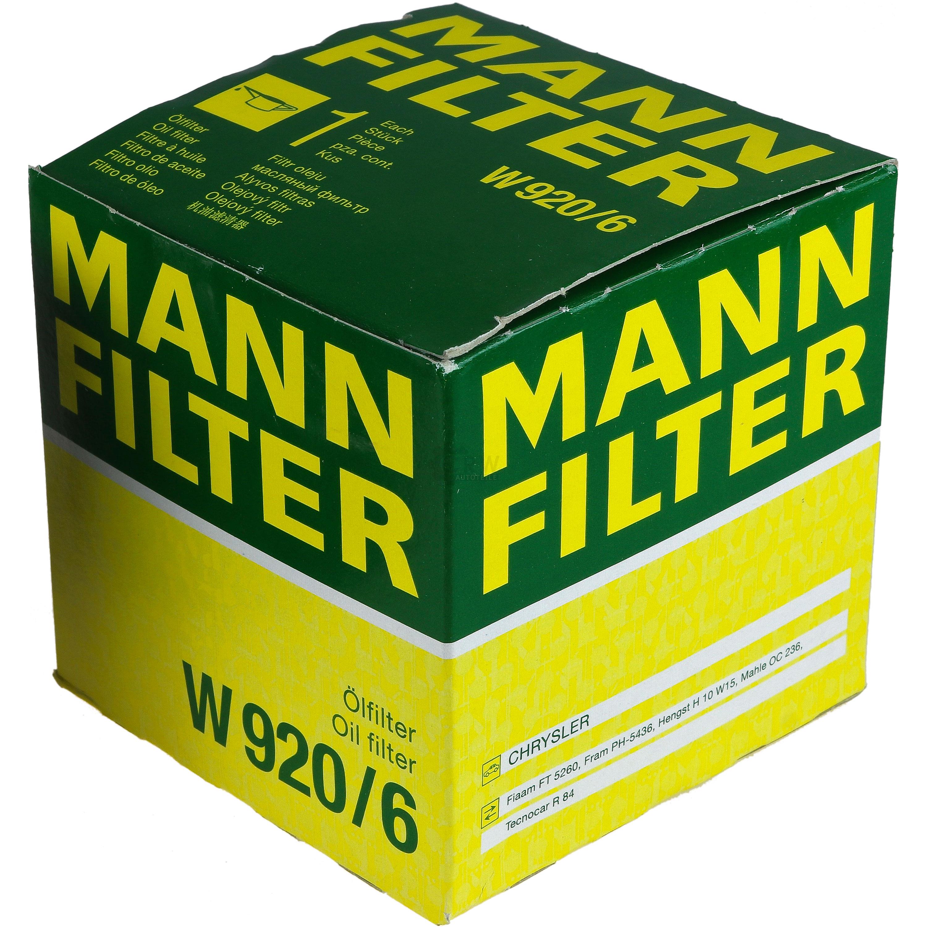 MANN-FILTER Ölfilter W 920/6 Oil Filter