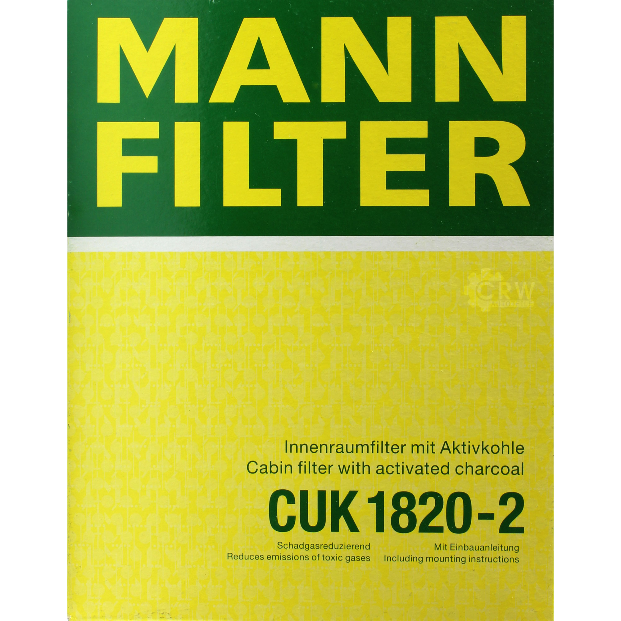 MANN-FILTER Innenraumfilter Pollenfilter Aktivkohle CUK 1820-2