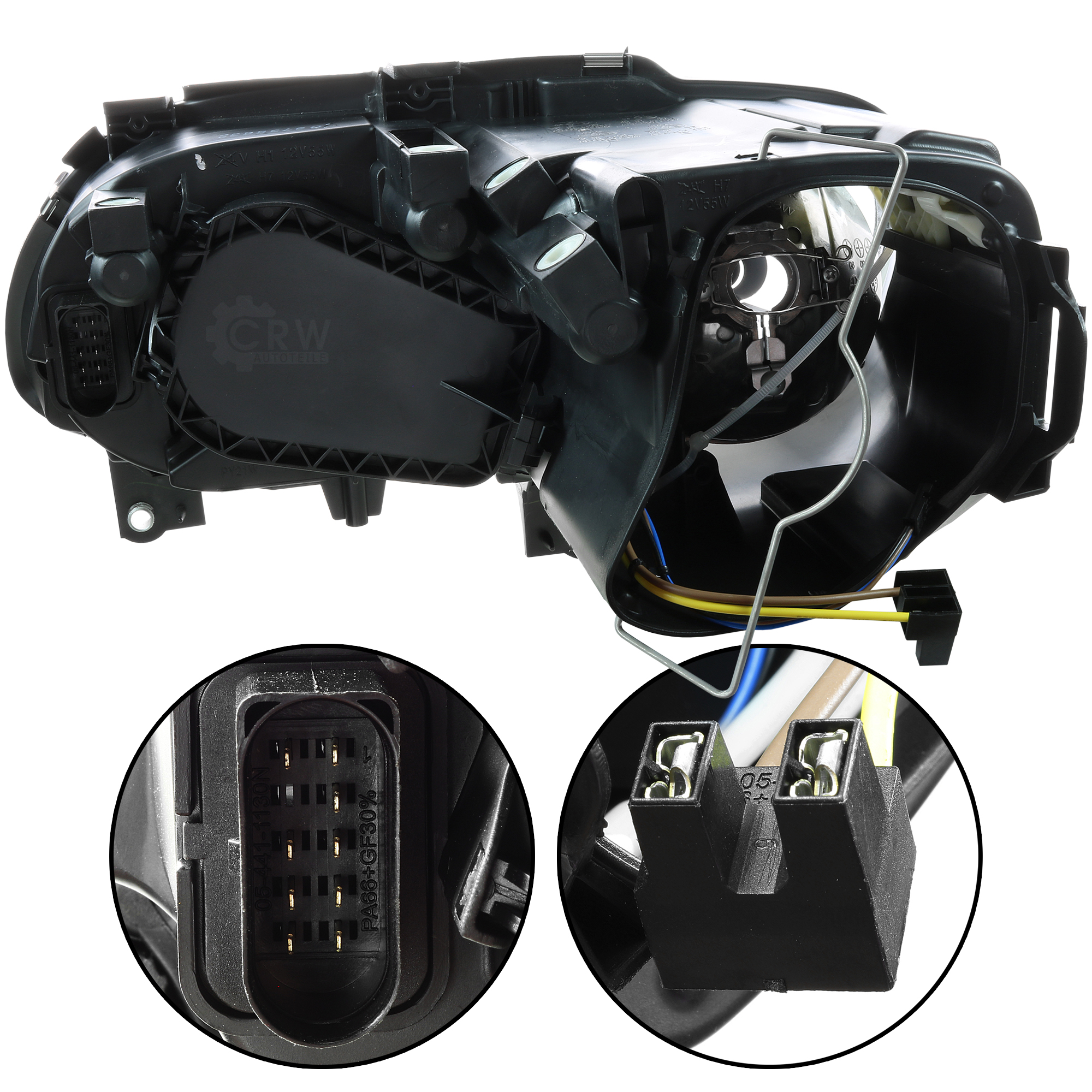 Scheinwerfer rechts für VW Caddy III Bj. 04-10  Touran Bj 03-06 schwarz H7+H1