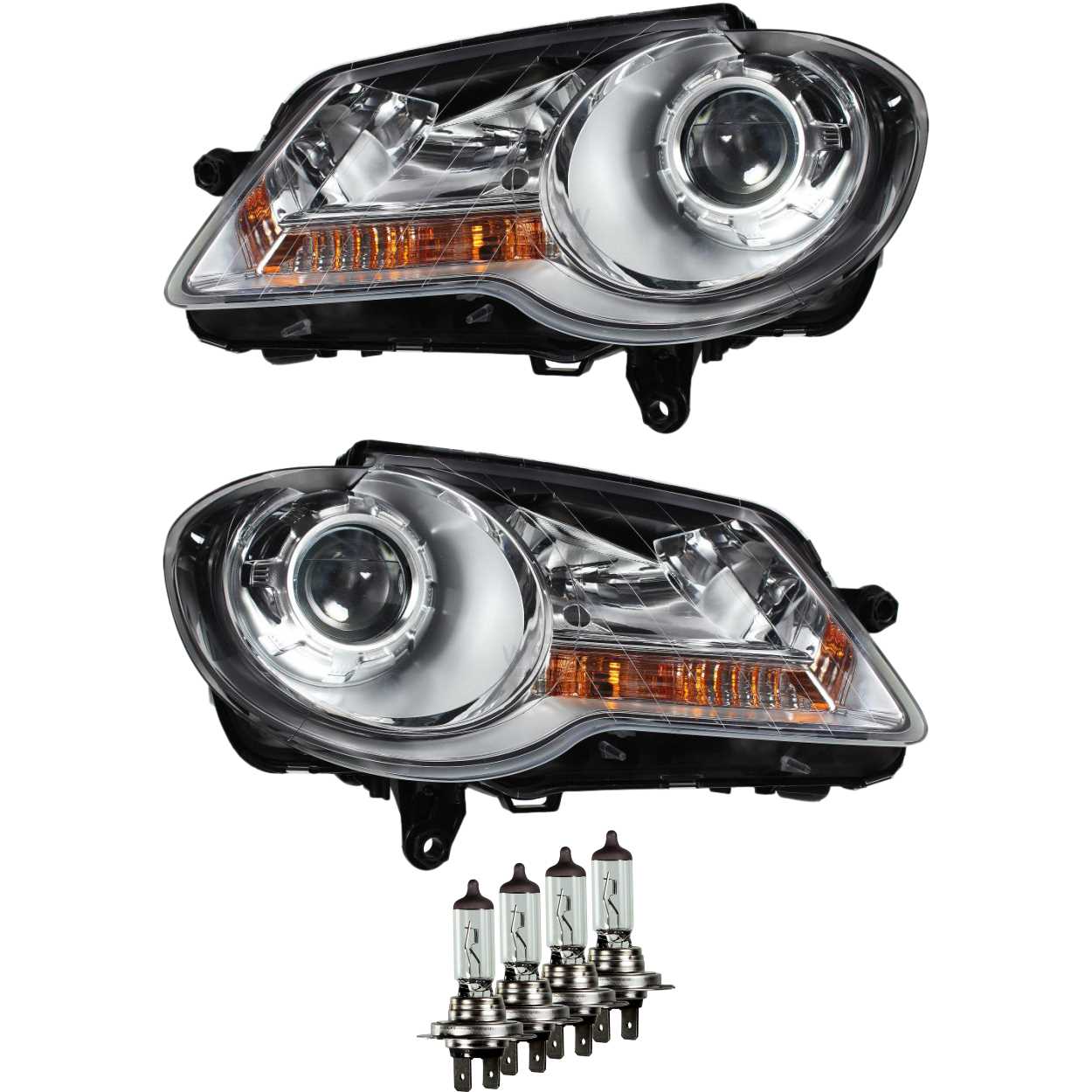 Scheinwerfer Set für VW Touran GP Typ 1T Bj. 09.06-10 chrom H7+H7 inkl. Lampen