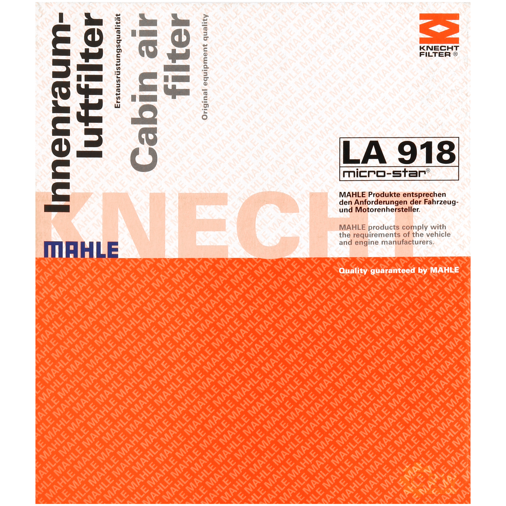 MAHLE / KNECHT Filter Innenraumluft Pollenfilter Innenraumfilter LA 918