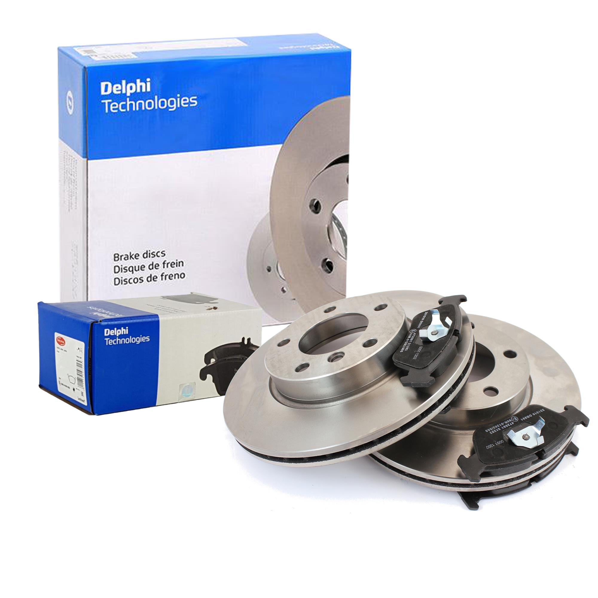 DELPHI Satz Bremsbeläge + Bremsscheiben belüftet vorne für Mercedes Sprinter