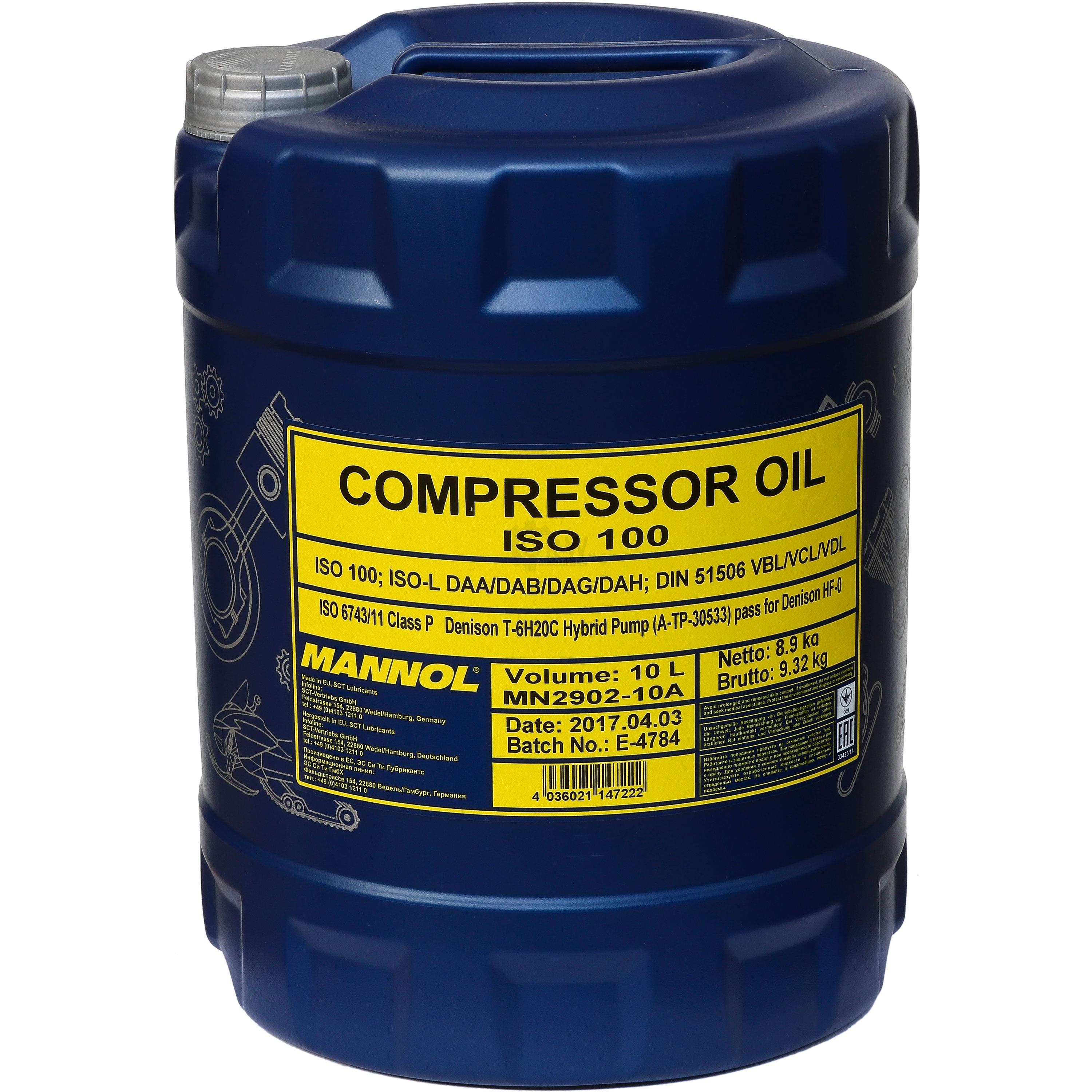 10 Liter  MANNOL Kompressoröl Compressor Oil ISO 100
