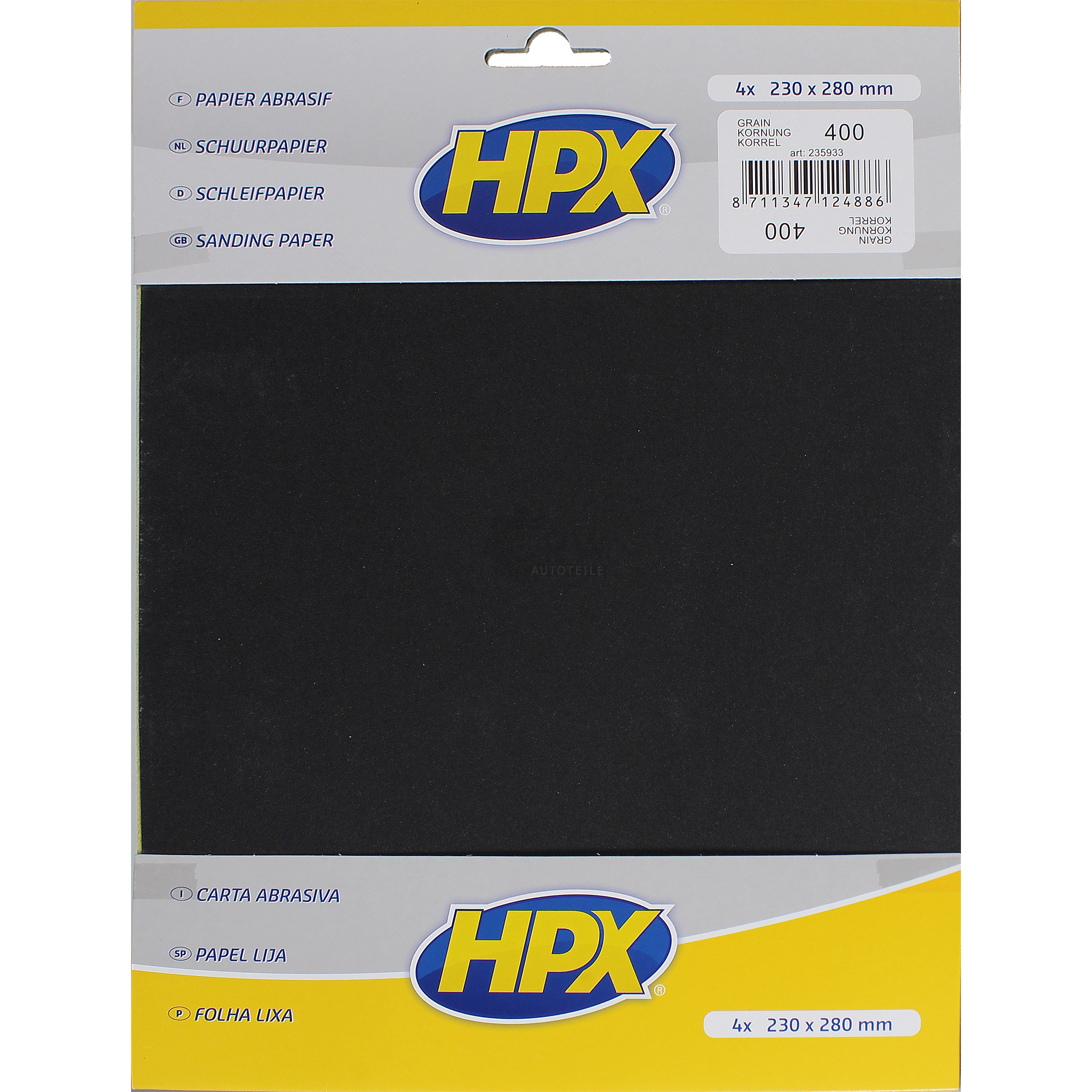 HPX SET 4 Stück Schleifpapier nass Papier Rostlöser Metall Körnung 400 235933