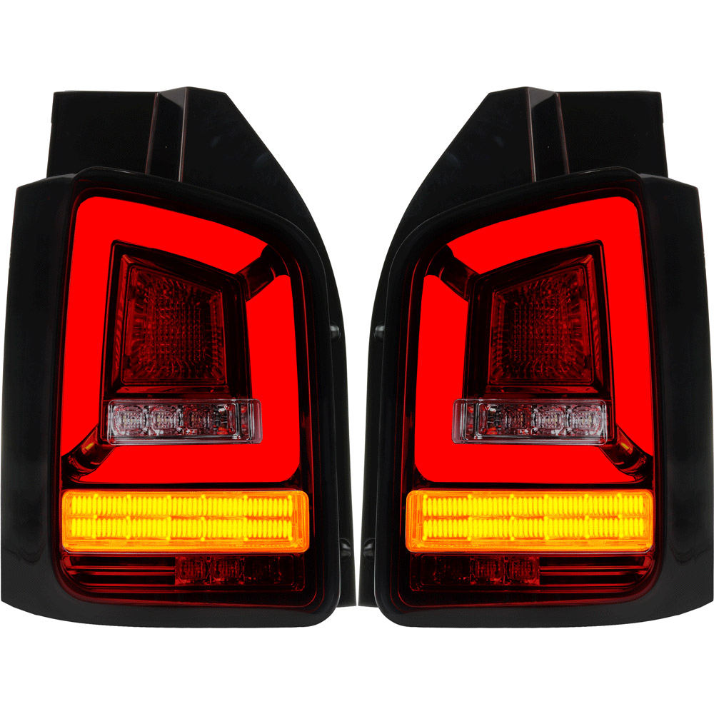 Rückleuchten Set LED Lightbar für VW T5 Bj. 09-15 rot schwarz für Heckklappe