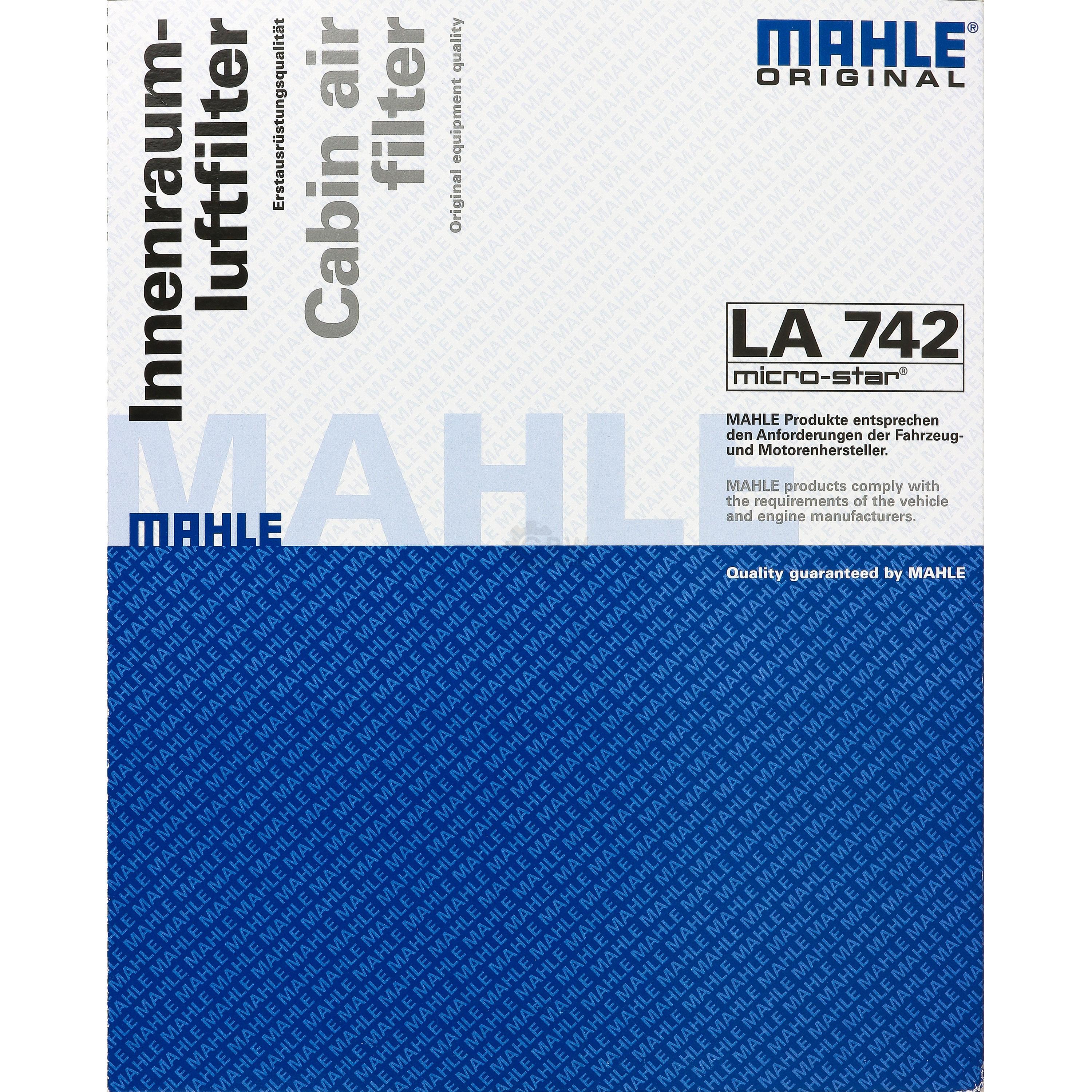 MAHLE / KNECHT Innenraumfilter Innenraumluft Pollenfilter LA 742