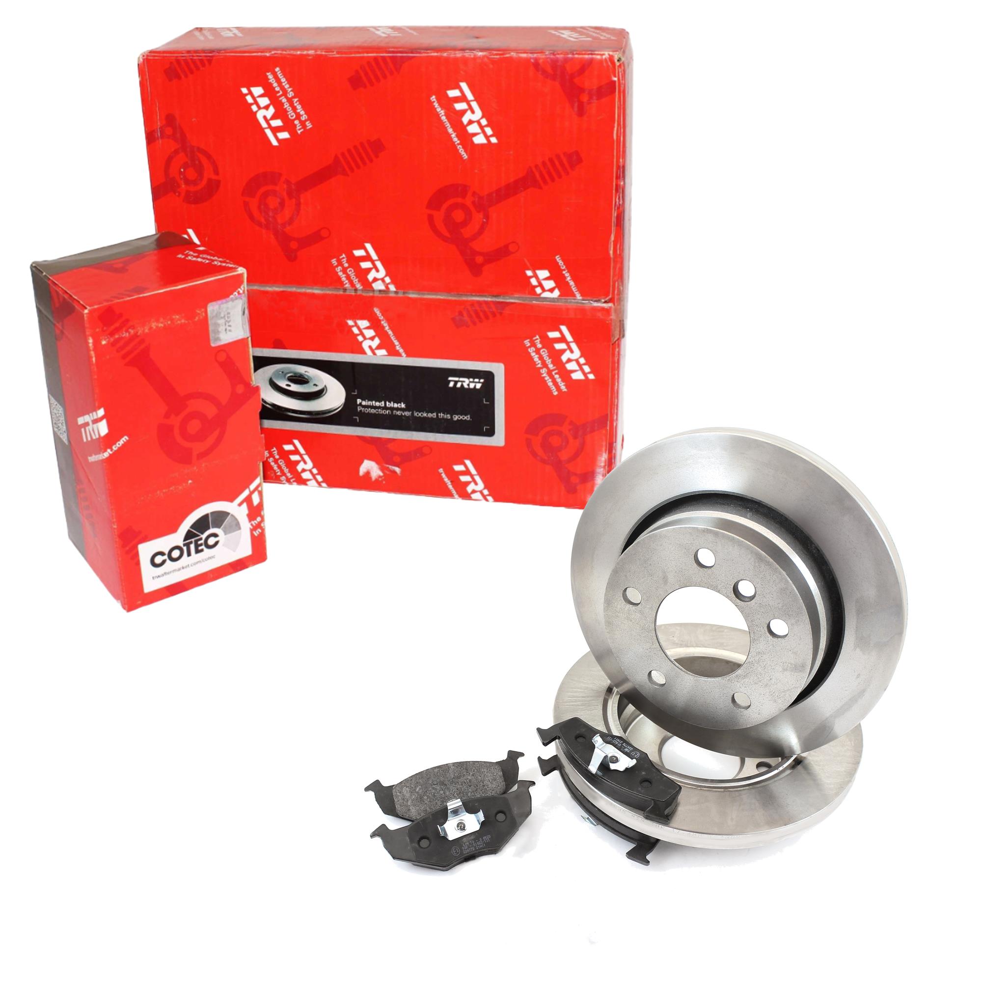TRW Satz Bremsen Bremsscheiben Voll hinten + Bremsbeläge für Renault Laguna II