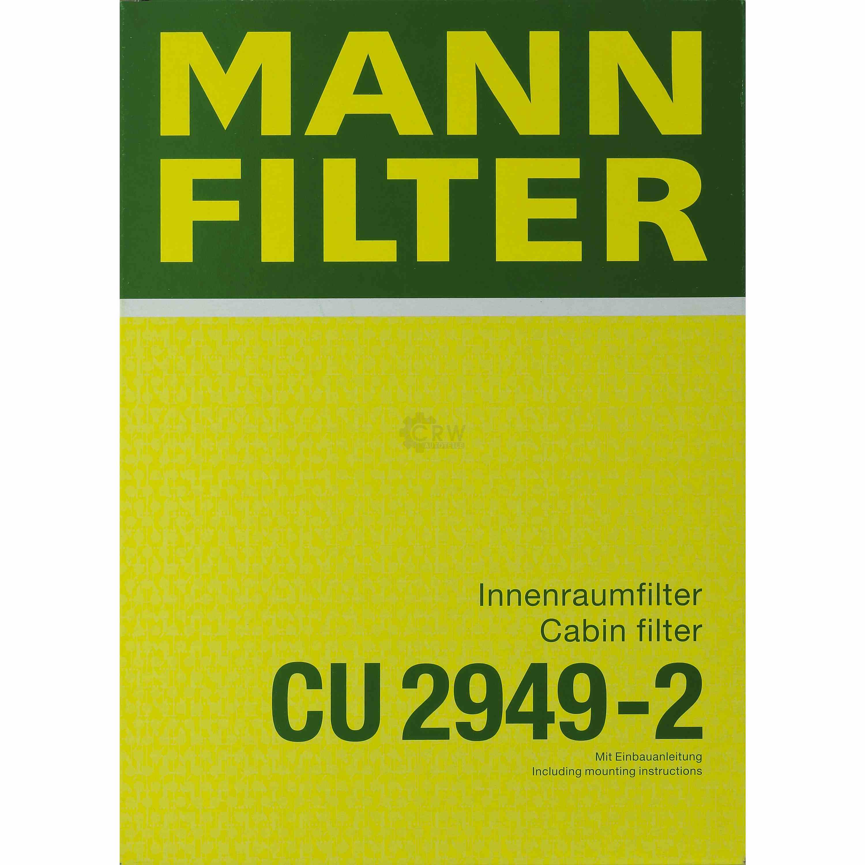 MANN-FILTER Innenraumfilter Pollenfilter CU 2949-2